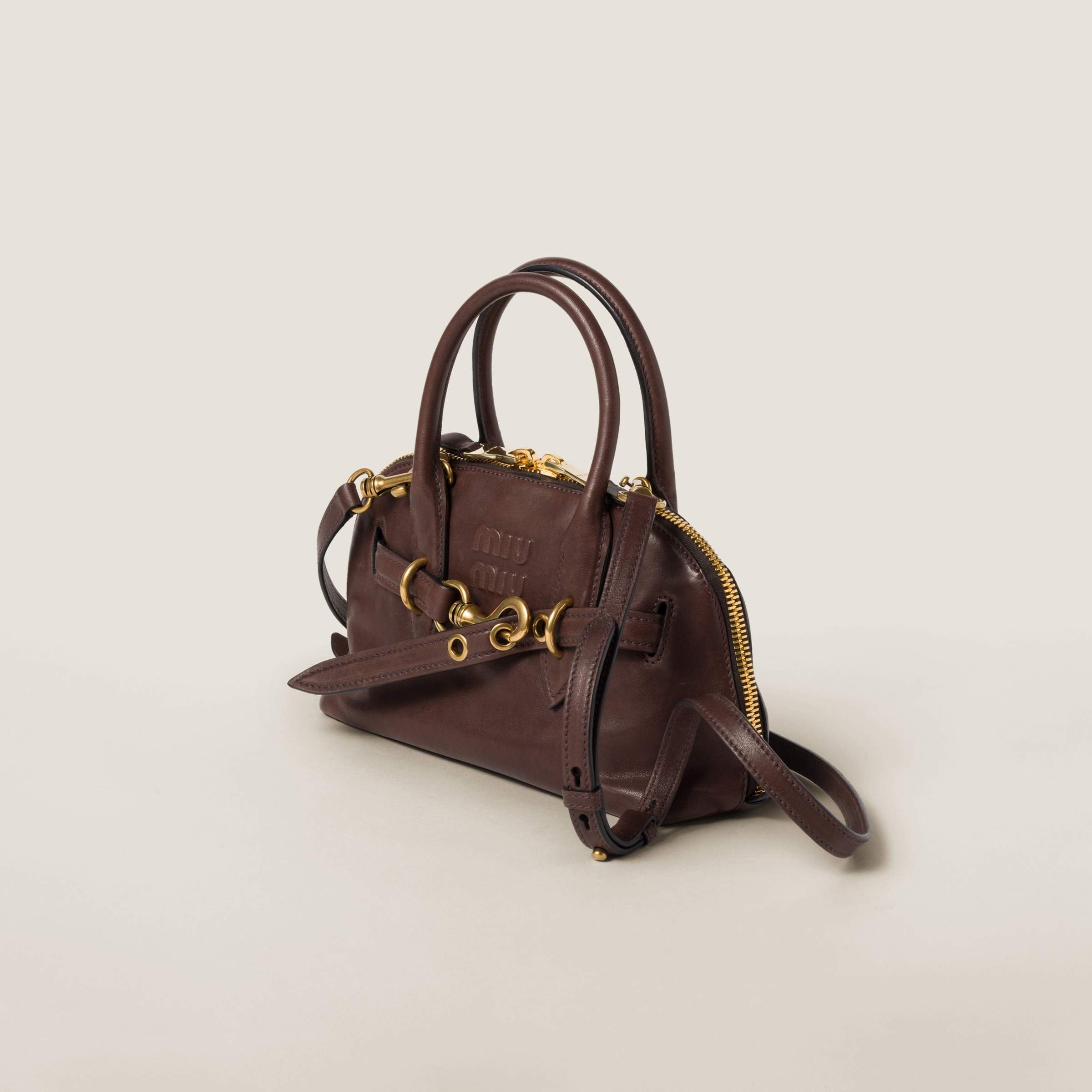 ハンドバッグ MiuMiu | RUNWAY Nappa leather top-handle bag Miu Miu Nappa Leather Top-Handle Bag - Briarwood | Editorialist