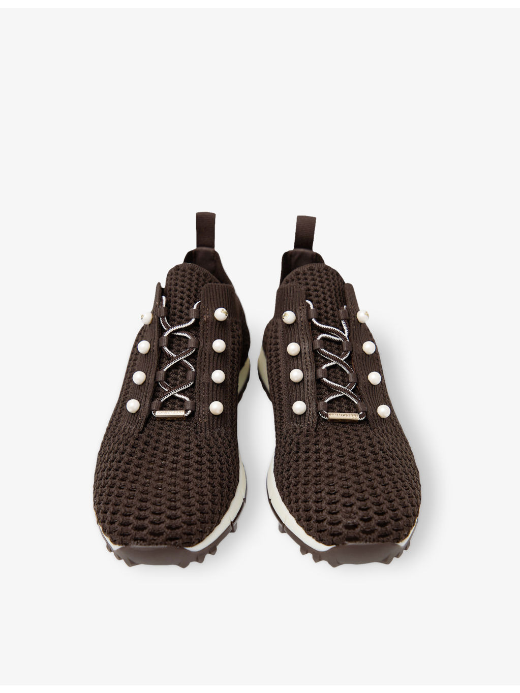Veles Pearl-Embellished Crochet-Knit Low-Top Trainers - 2