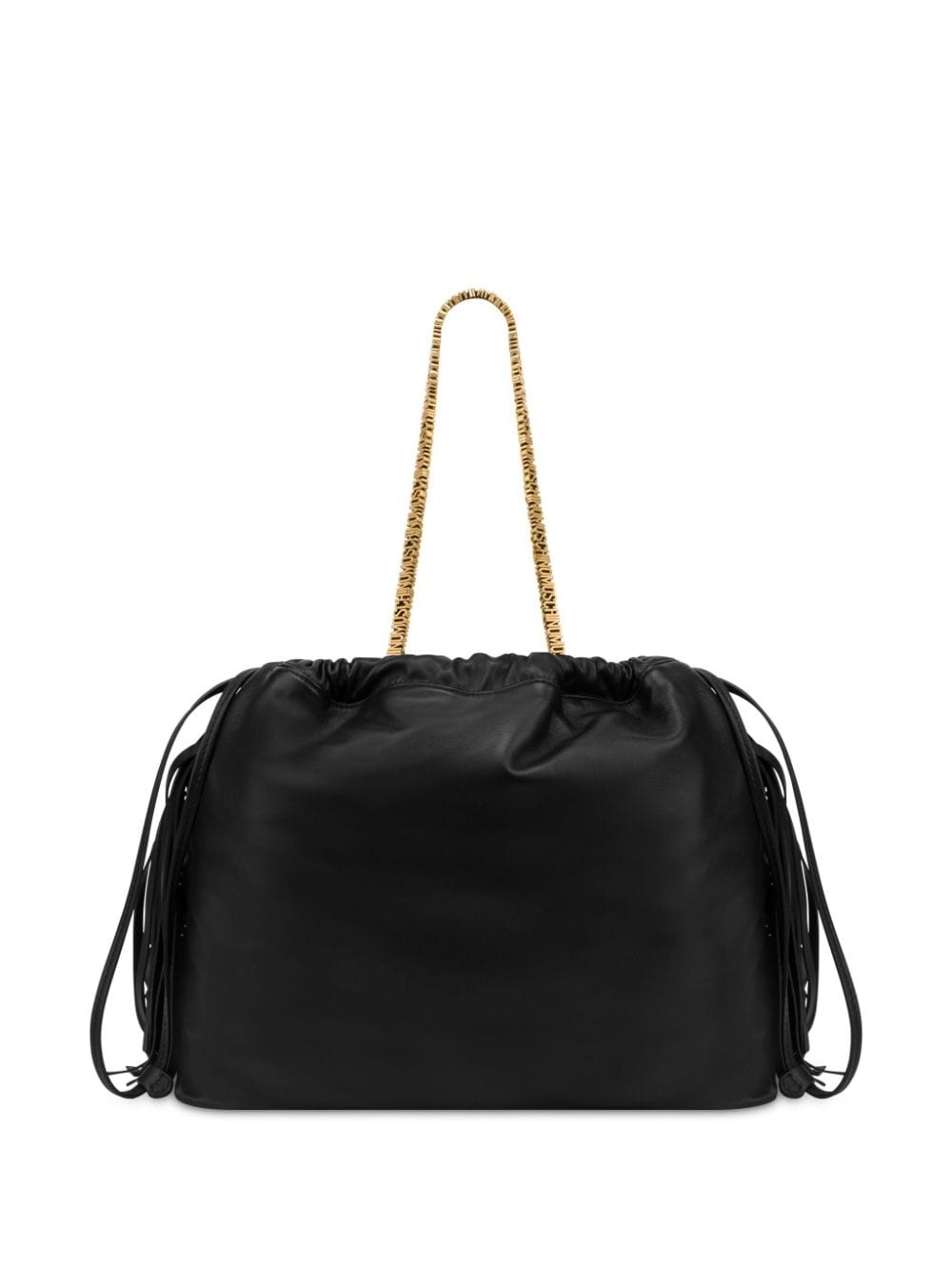 logo-appliquÃ© fringed leather bucket bag - 2