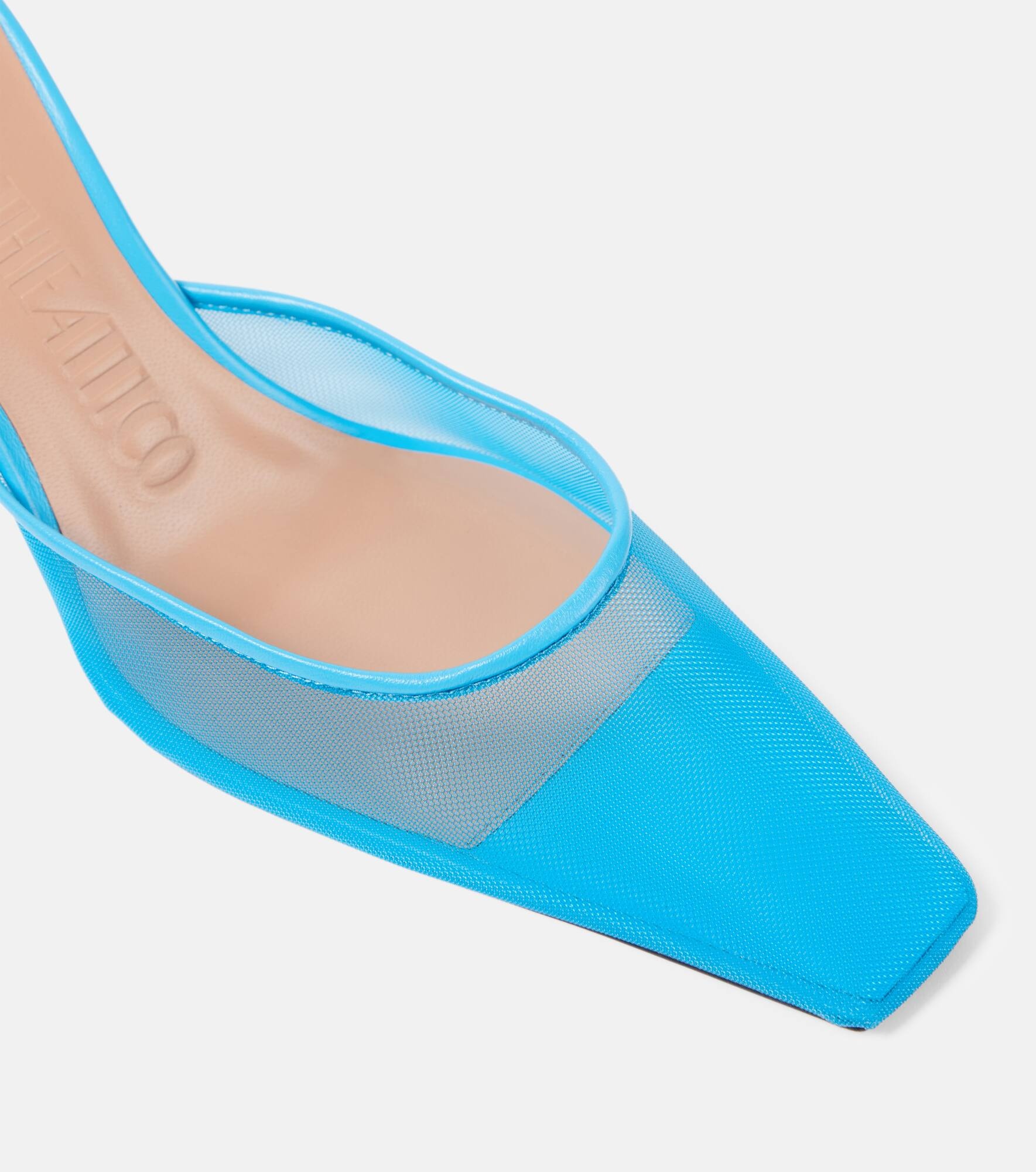 Juno leather-trimmed mesh mules - 5