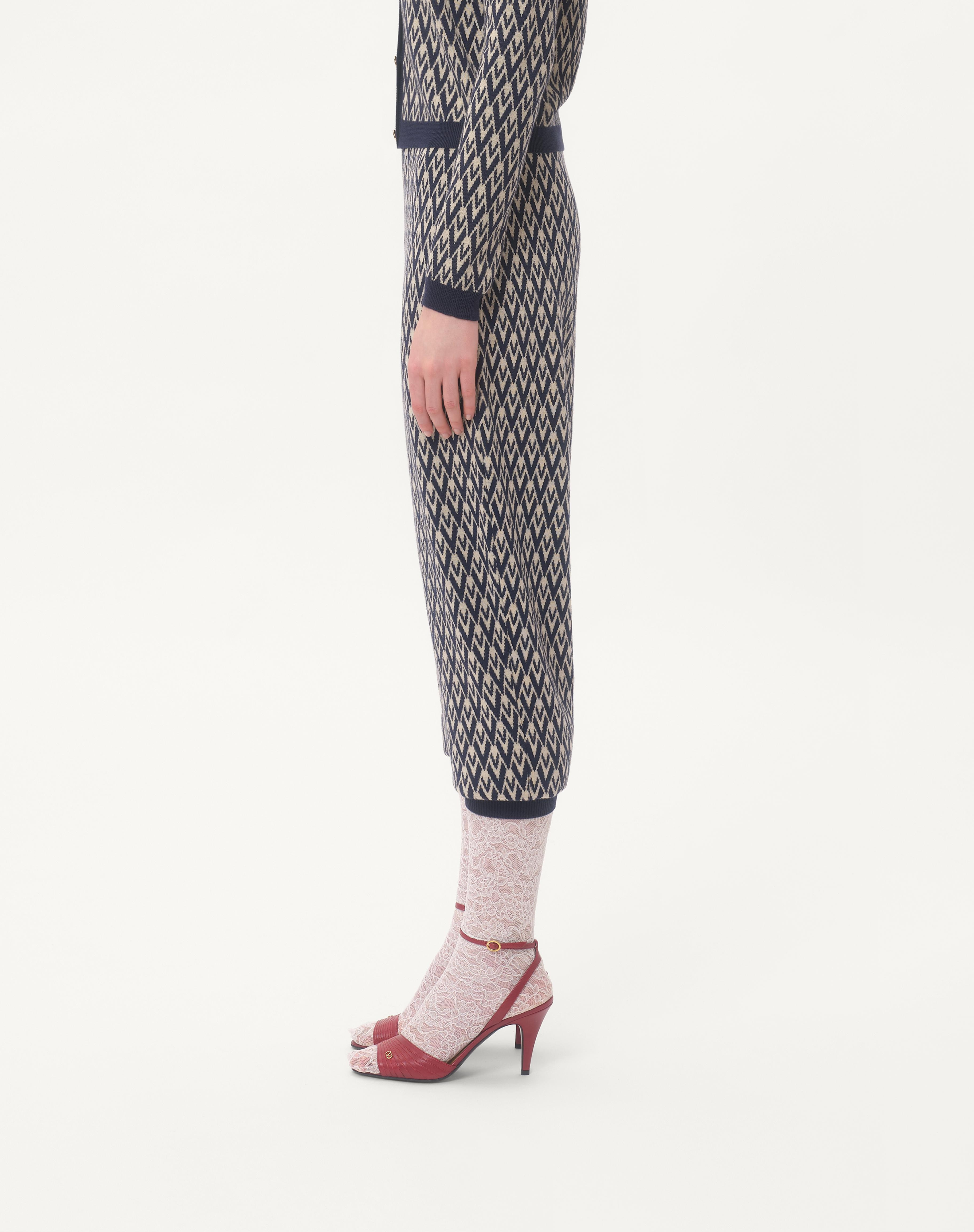TOUTE LA V JACQUARD WOOL KNIT PANTS - 6
