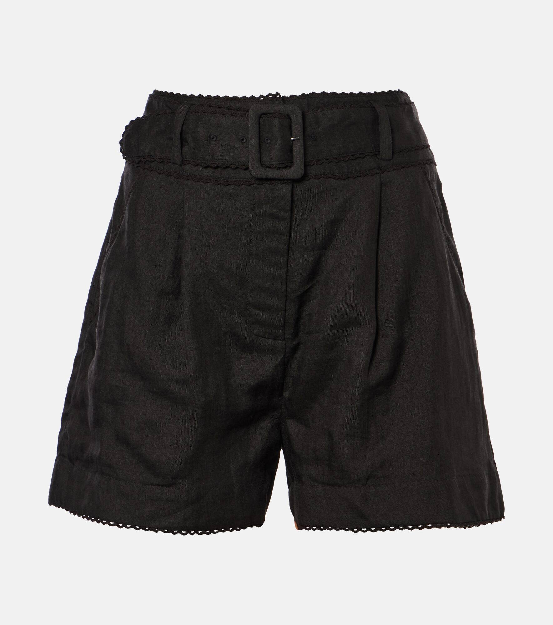 Hobbes high-rise ramie shorts - 1