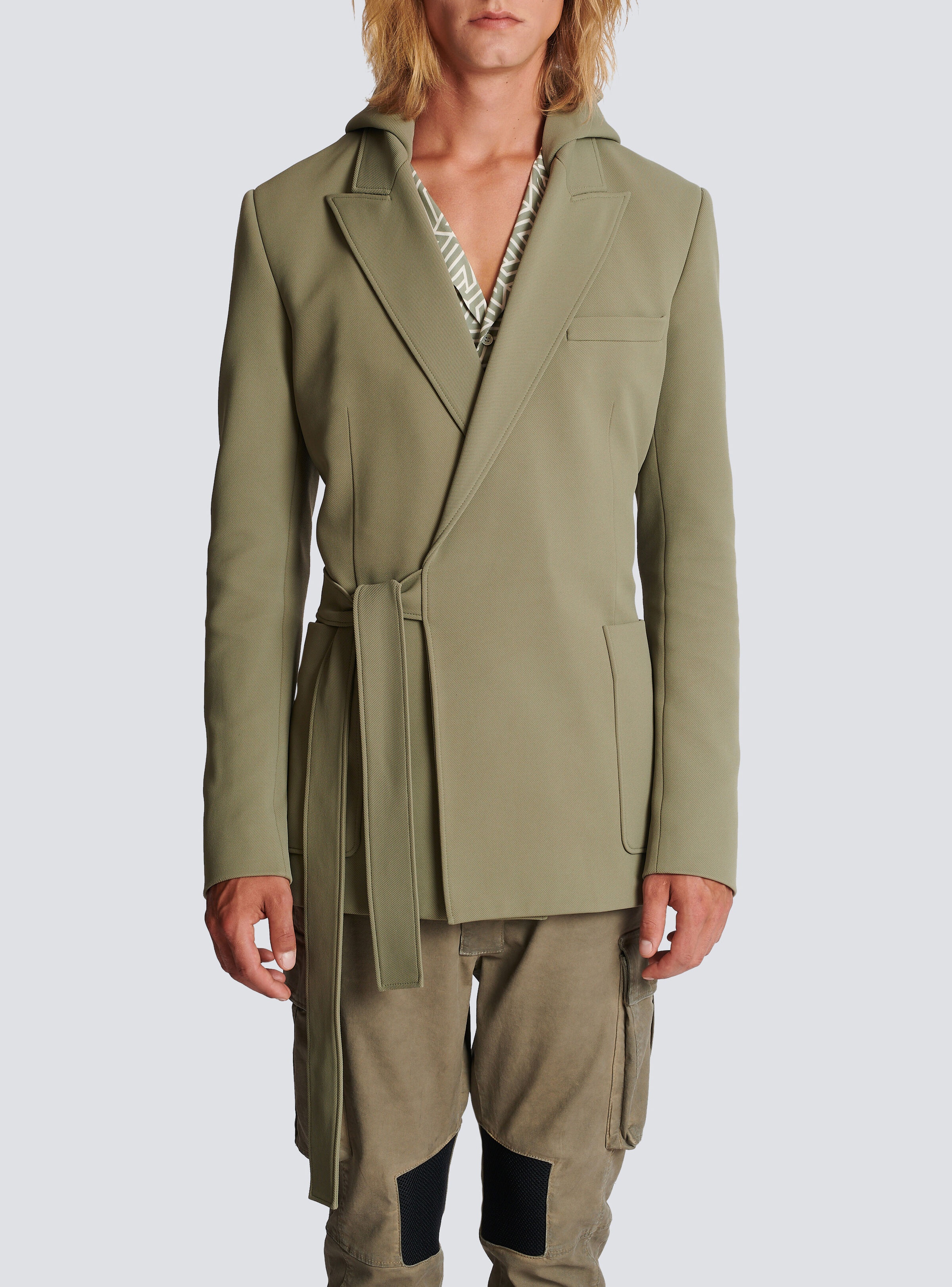 Asymmetrical cotton jacket with hood - 5