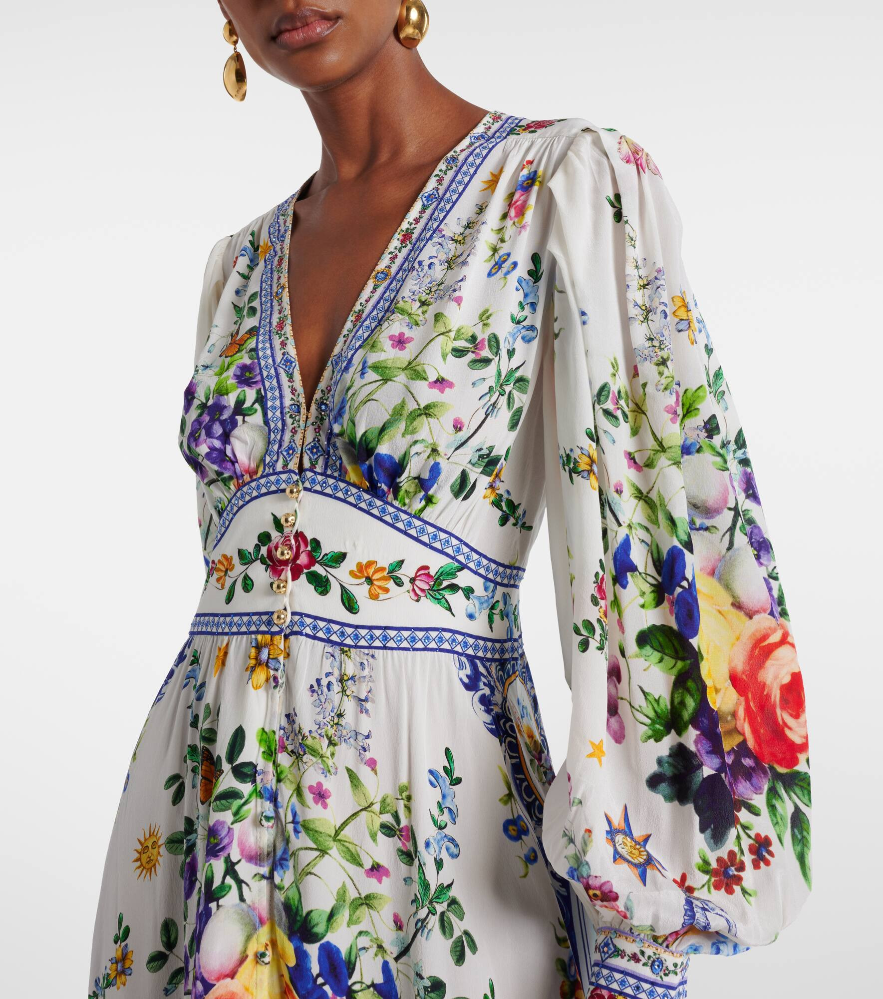 Printed silk crêpe maxi dress - 4