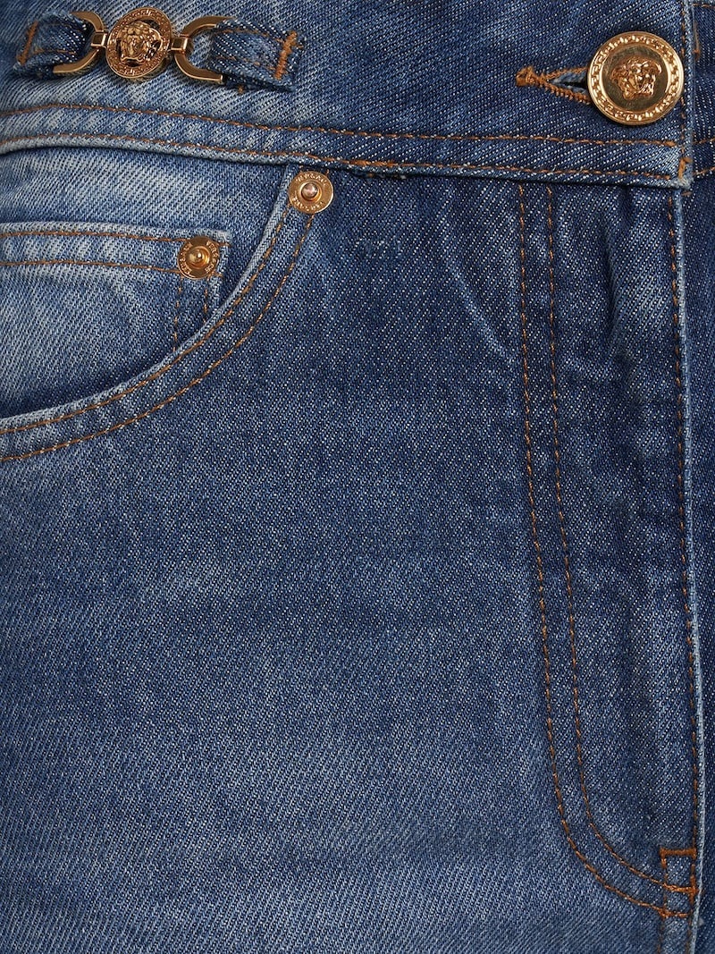 Cotton denim mid rise straight jeans - 2