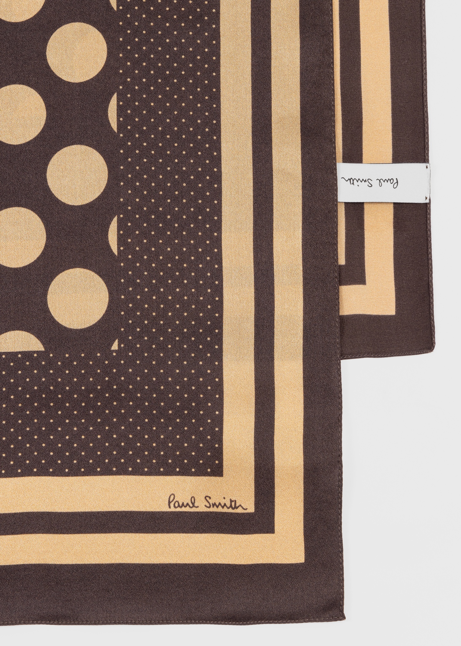 Women's Silk Khaki Polka Dot Scarf - 2