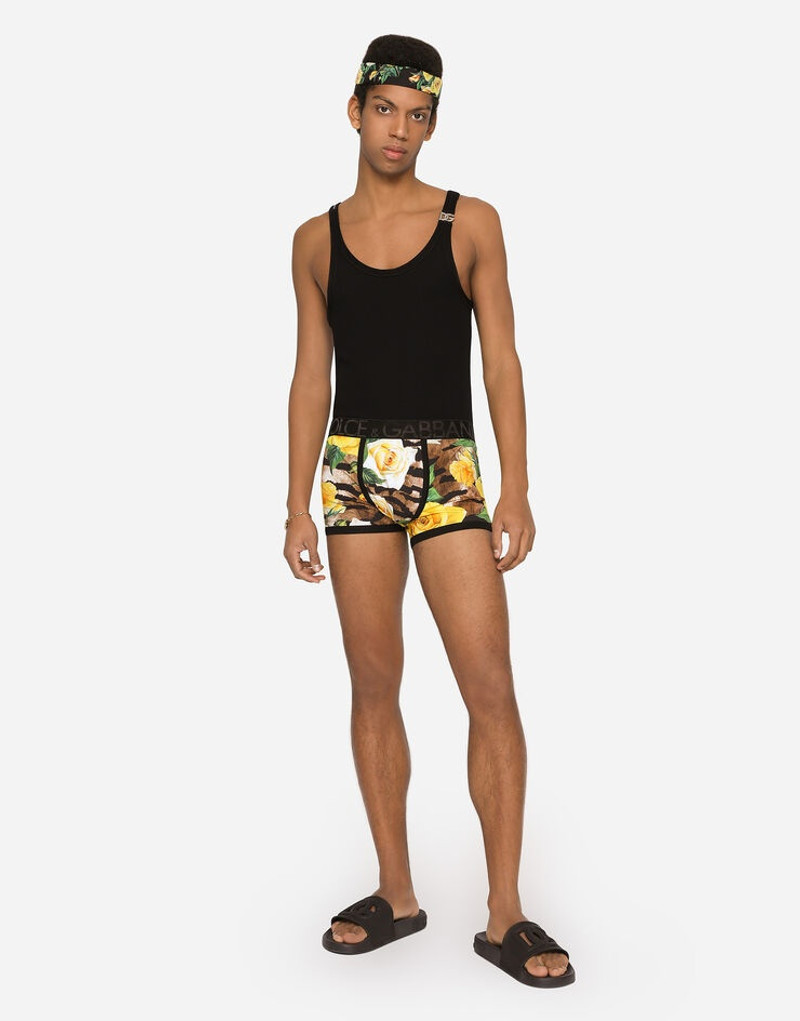 Dolce & Gabbana Two-way stretch cotton boxers with rose and tiger print outlook