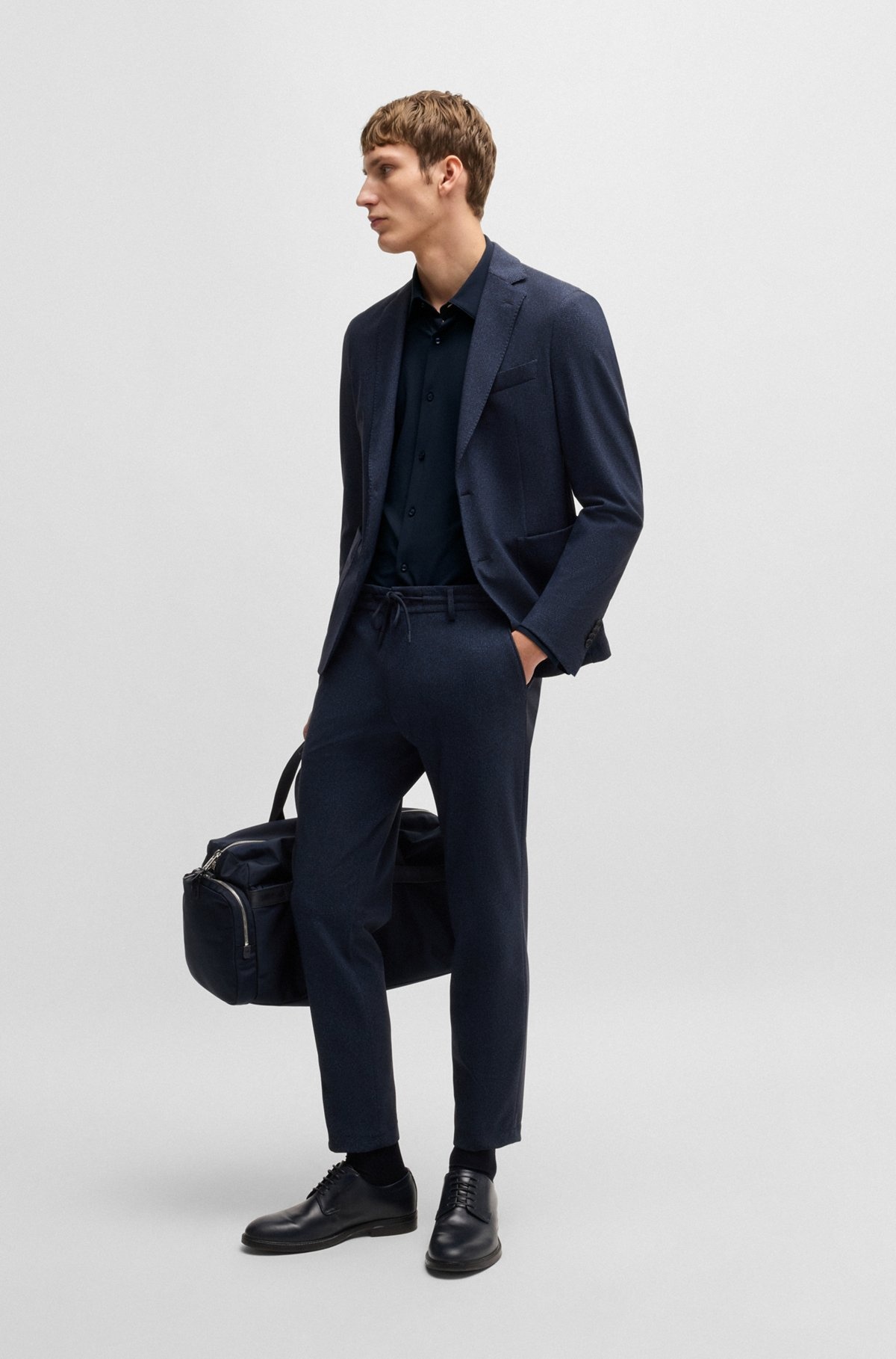 SLIM-FIT SHIRT IN STRUCTURED PERFORMANCE-STRETCH JERSEY - 4