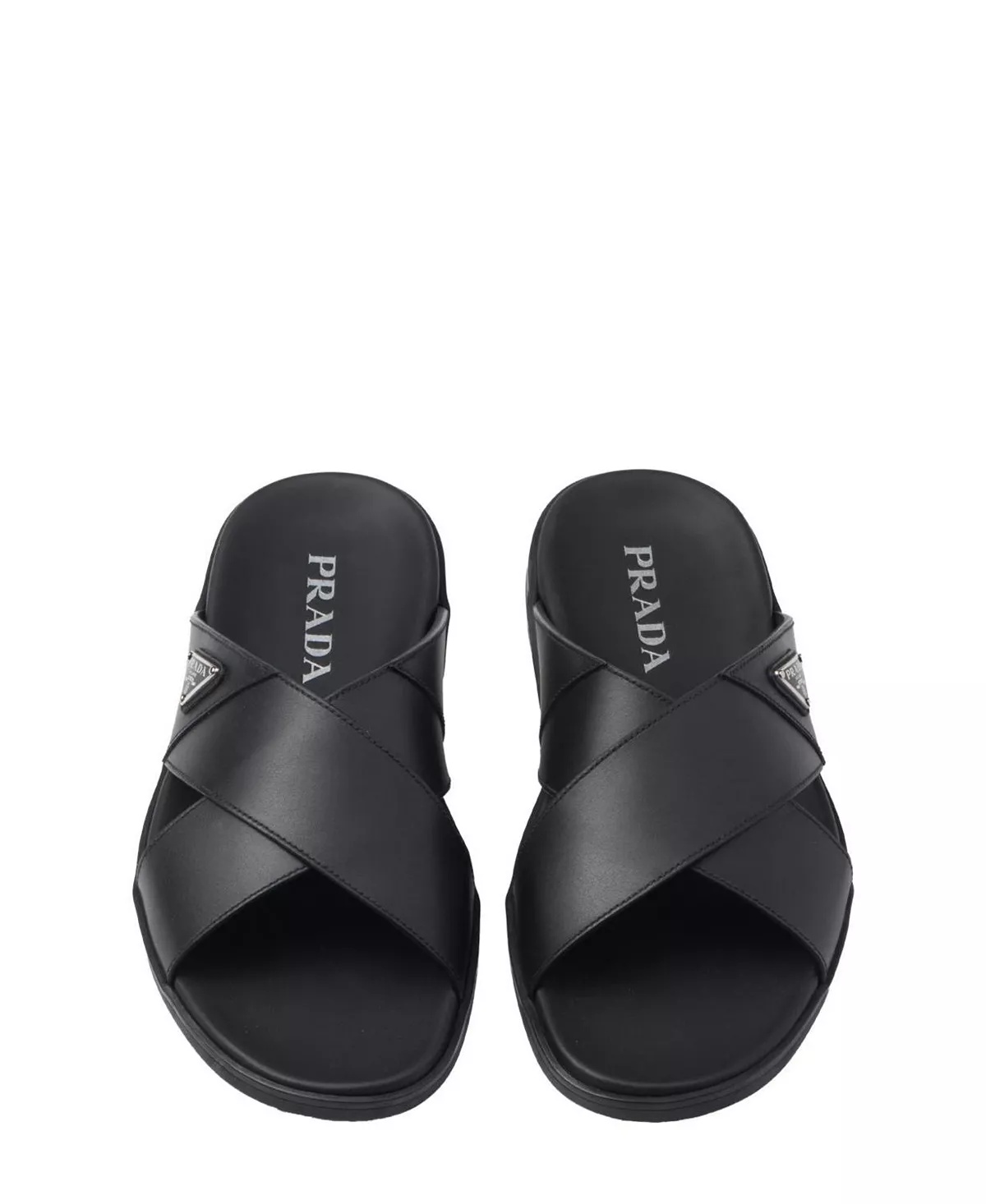 Men's Leather Crisscross Slides - 3