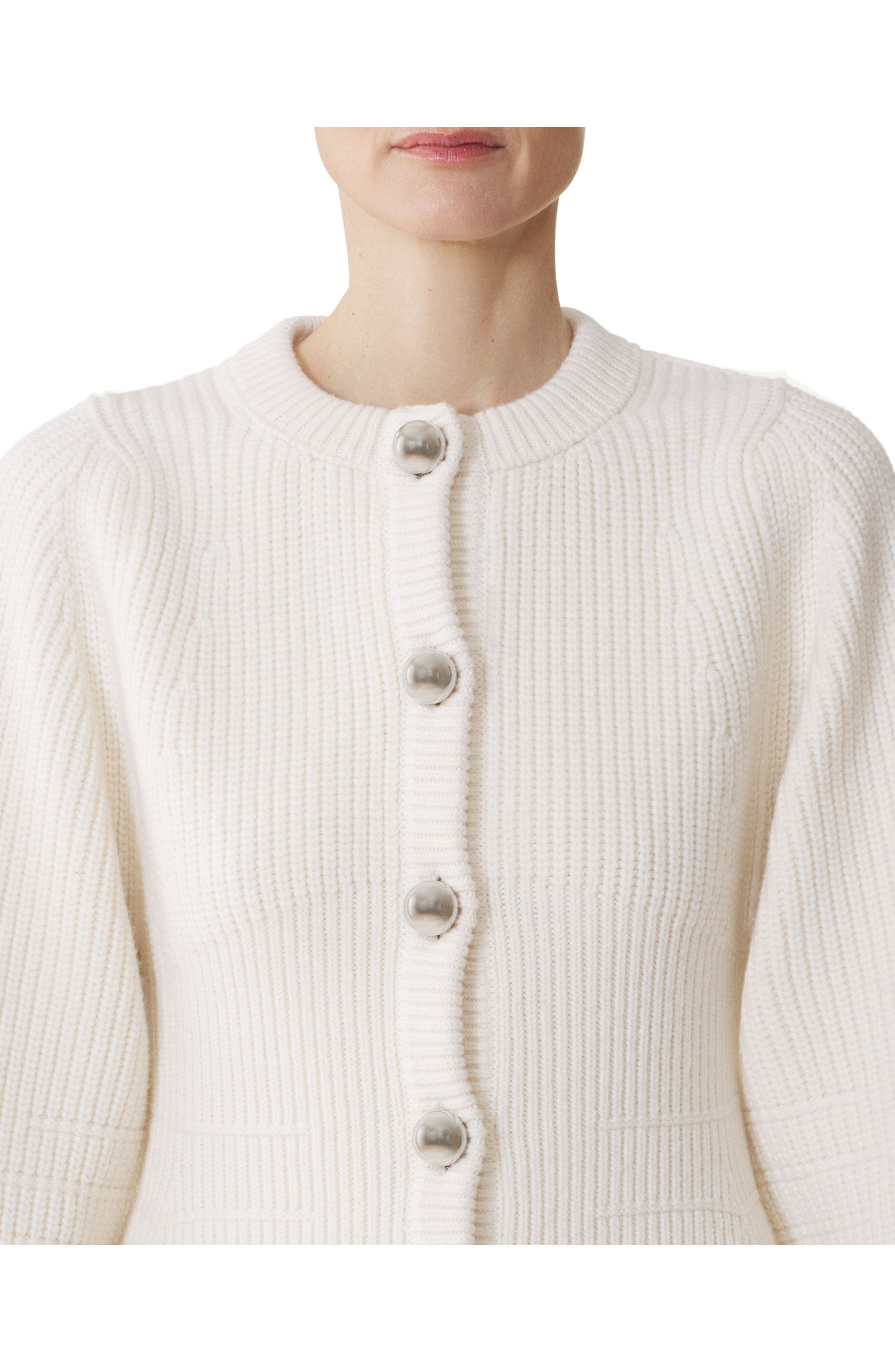 Lanvin Wool Ribbed Cardigan in Cloth at Nordstrom - 5