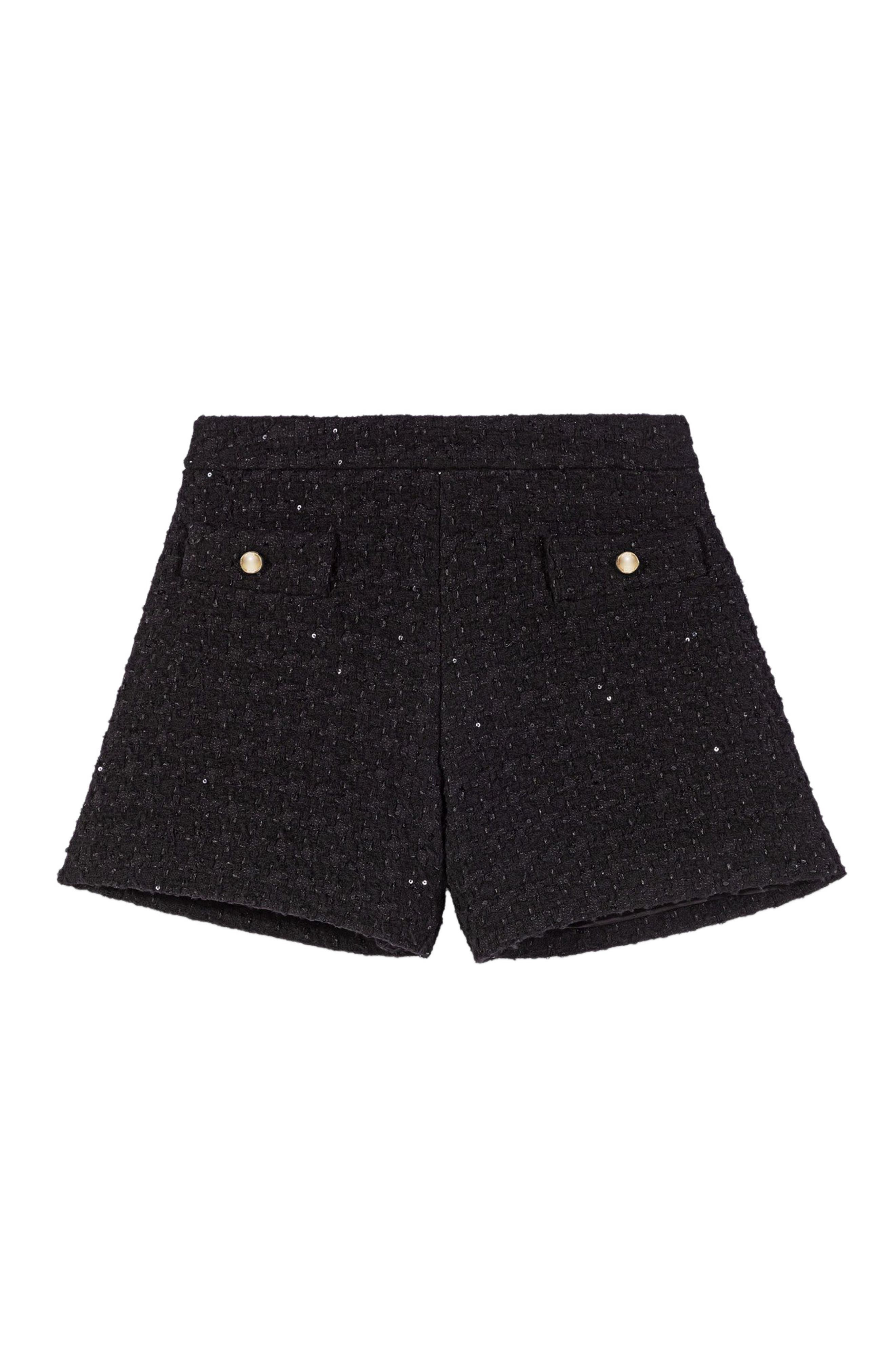 maje Rhinestone tweed shorts in Black at Nordstrom - 7