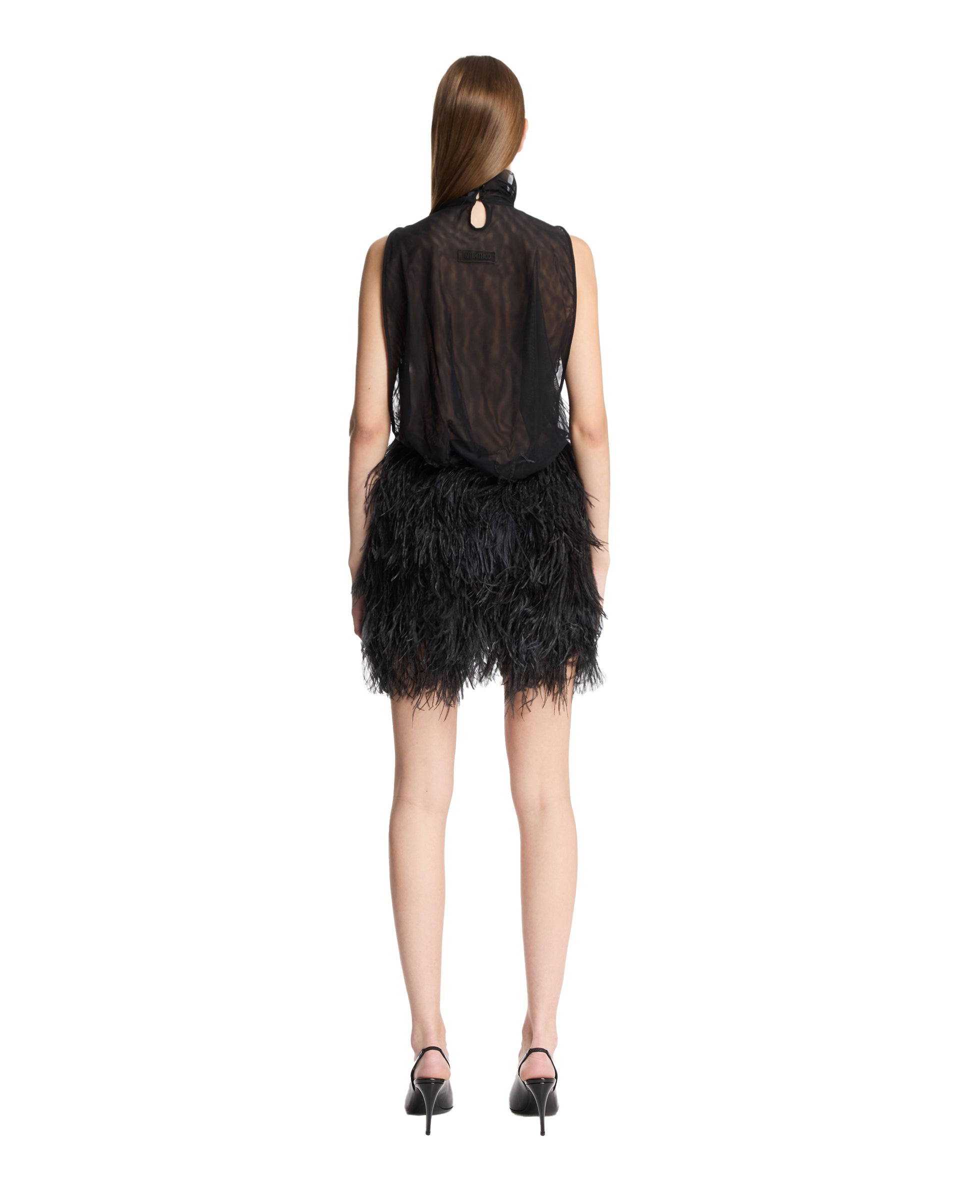 Black Feather Mini Dress - 3