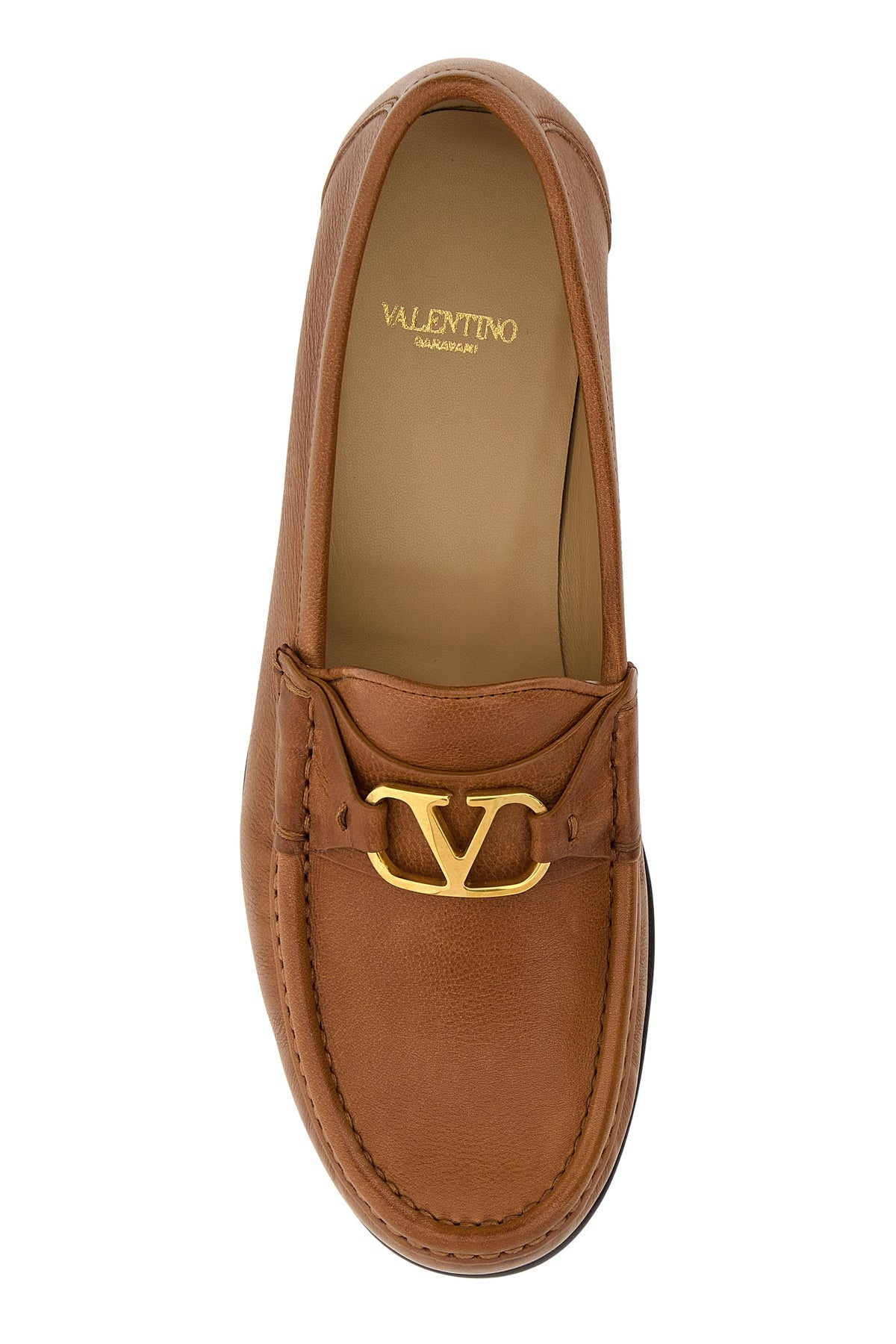 Brown leather VLogo loafers - 4