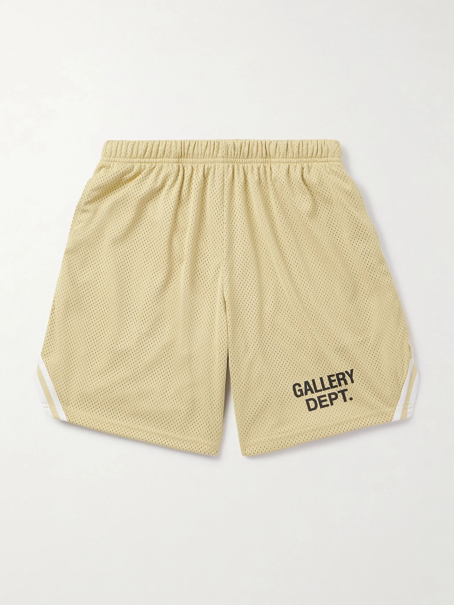 Venice Court Wide-Leg Logo-Print Webbing-Trimmed Mesh Shorts Beige - 1