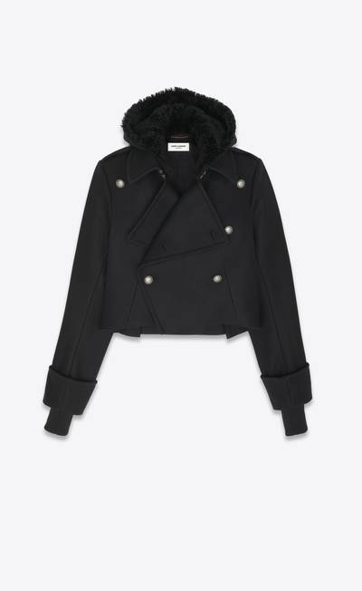 SAINT LAURENT military coat in wool felt and shearling outlook