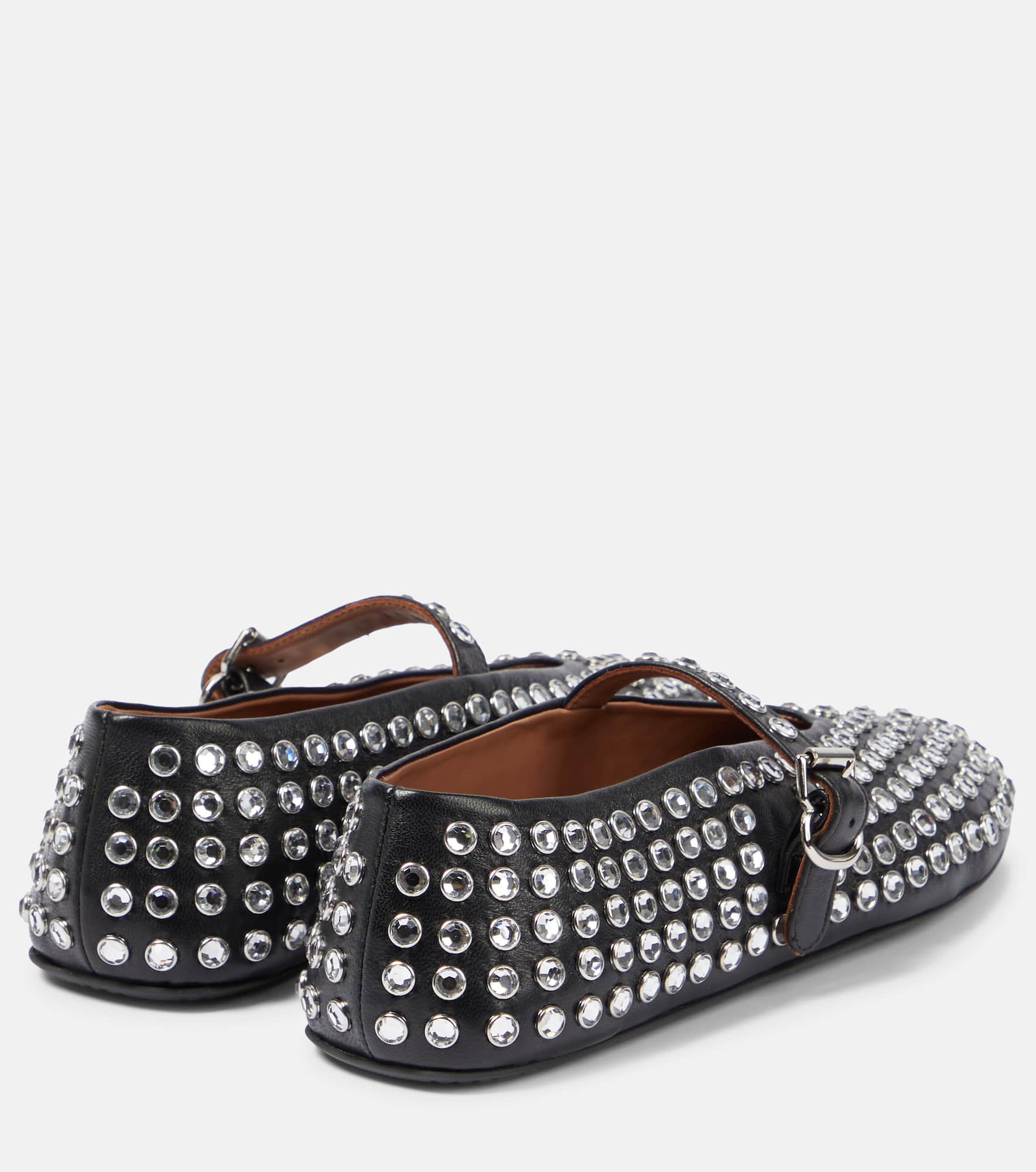 Embellished leather ballet flats - 3