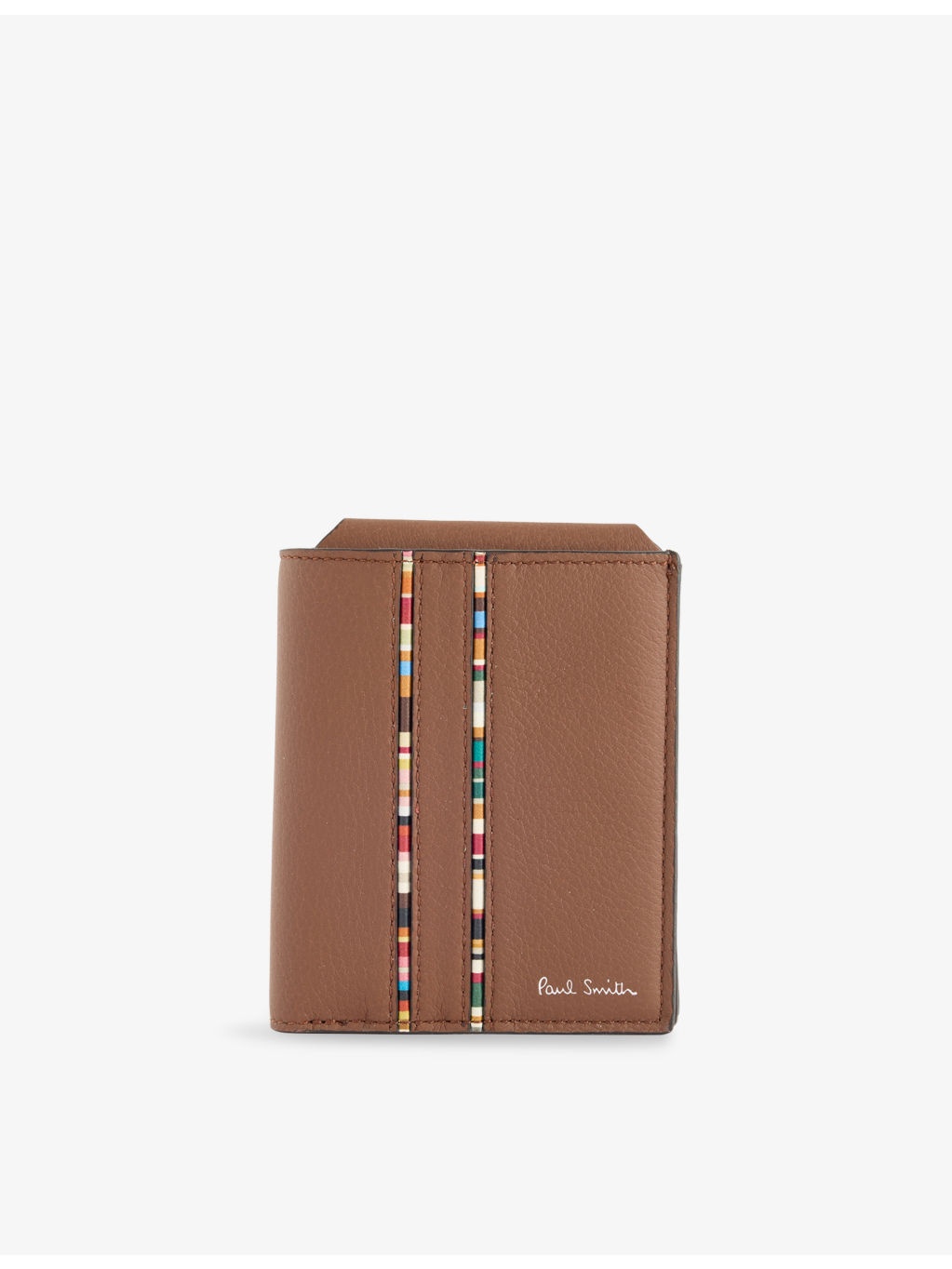 Bifold Striped Leather Coin Purse - 1