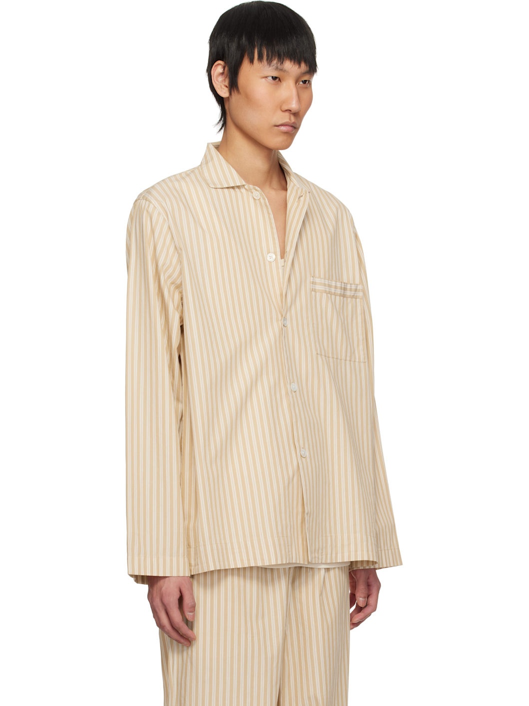 Tan & Beige Poplin Long-Sleeved Pyjama Shirt - 2