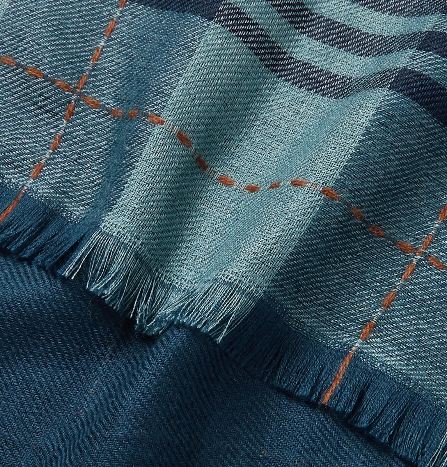 Fringed Checked Cashmere and Silk-Blend Scarf - 3