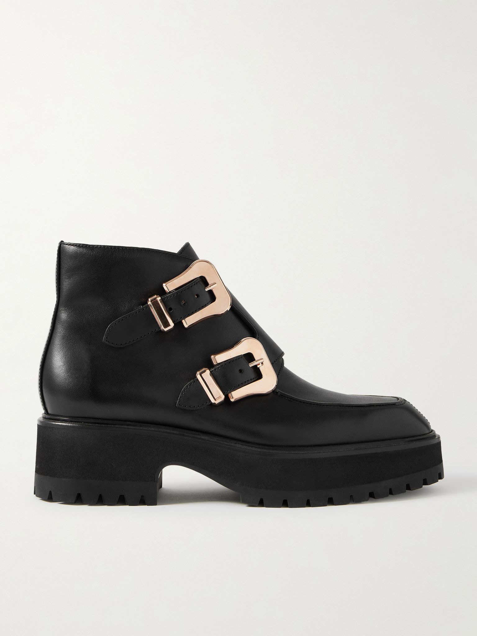 Apollo buckled leather ankle boots Black - 1