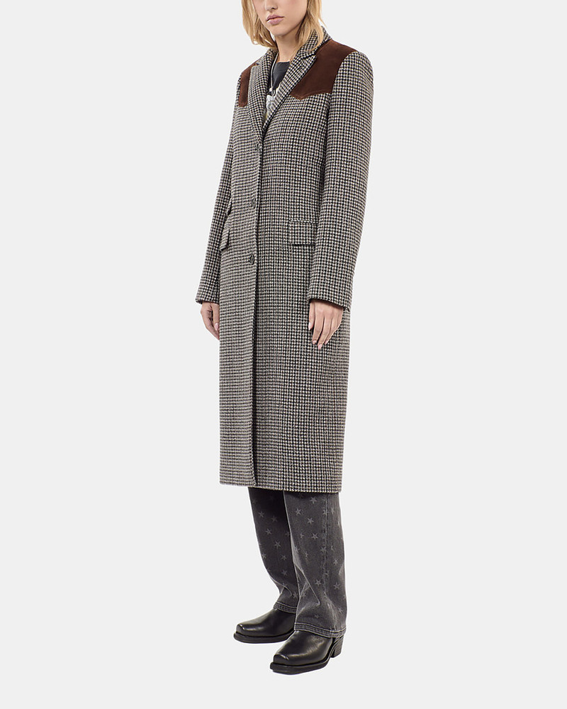 LONG BLACK AND WHITE HOUNDSTOOTH COAT 5