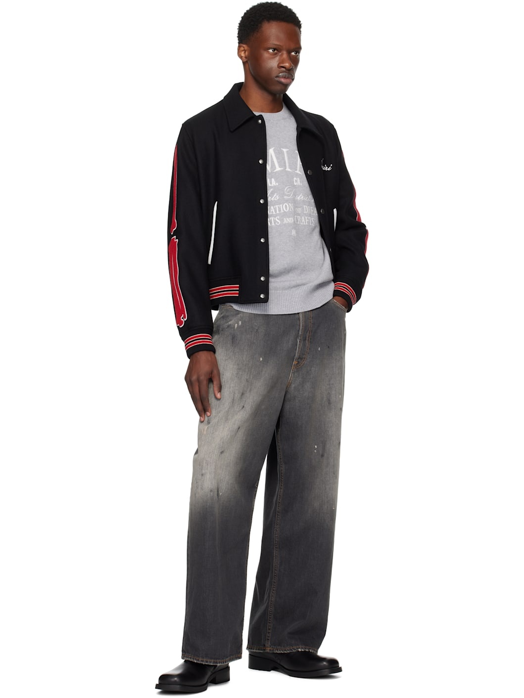 Black & Red Bones Bomber Jacket - 4