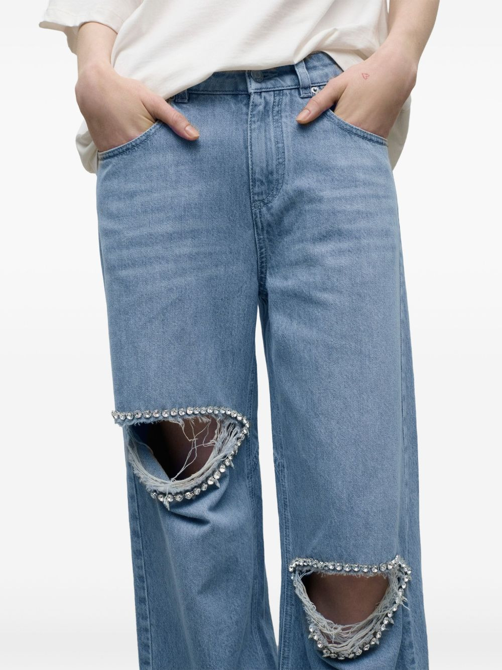 crystal-embellished pocket jeans - 4