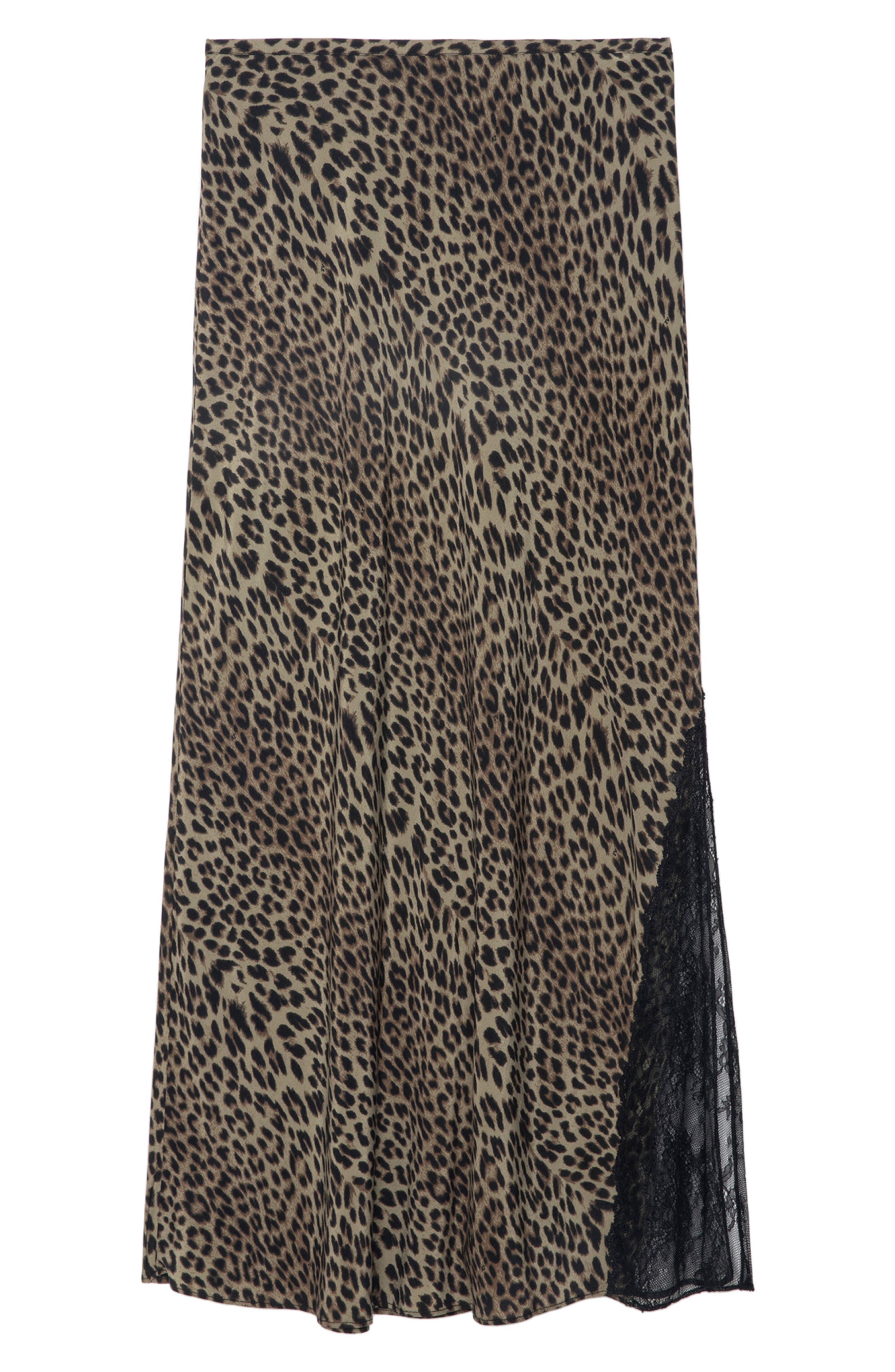 Zadig & Voltaire Jayla Leopard Print Midi Skirt in Leaves at Nordstrom - 5