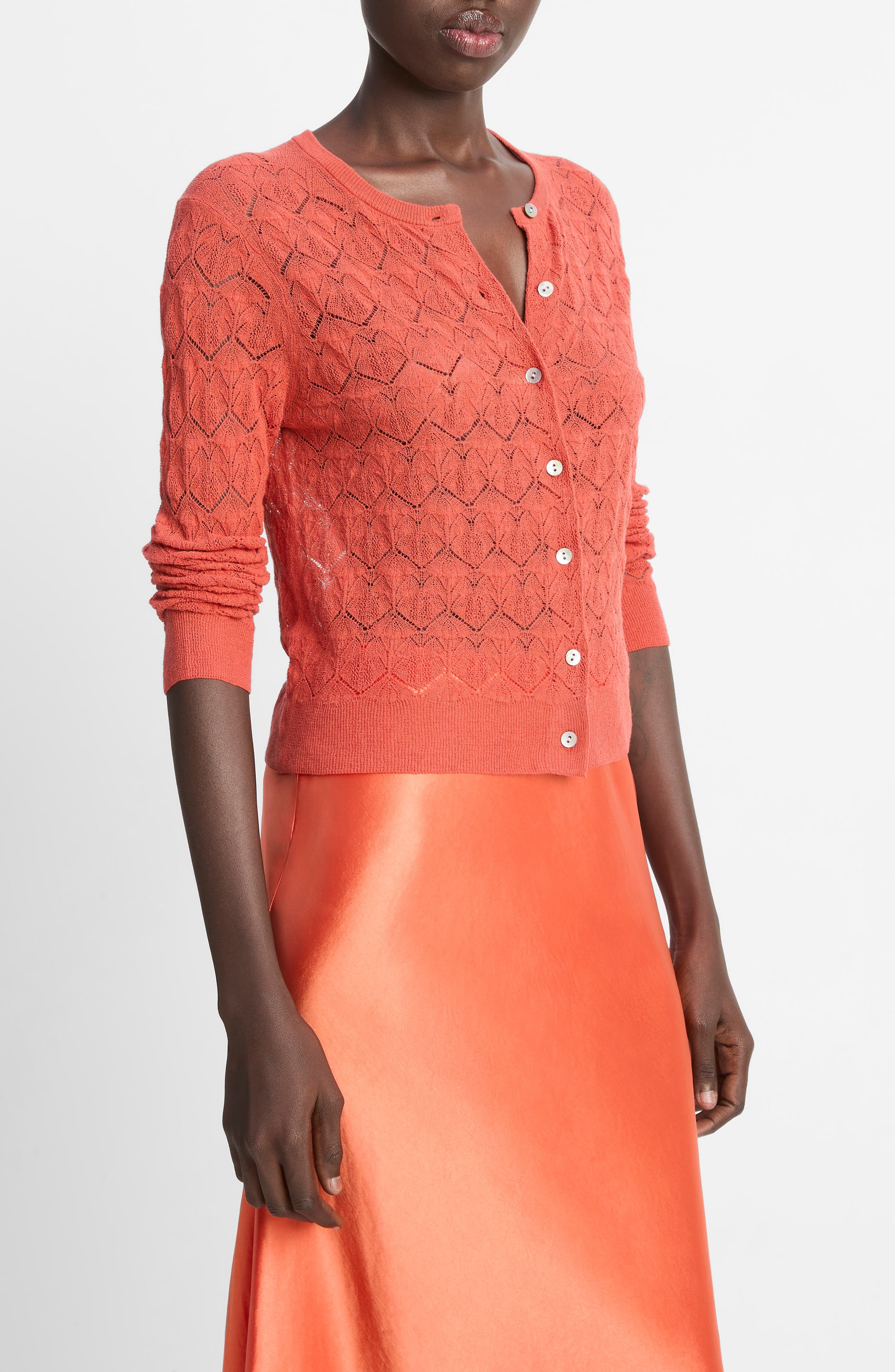 Vince Open Stitch Cotton Cardigan in Terra at Nordstrom - 3