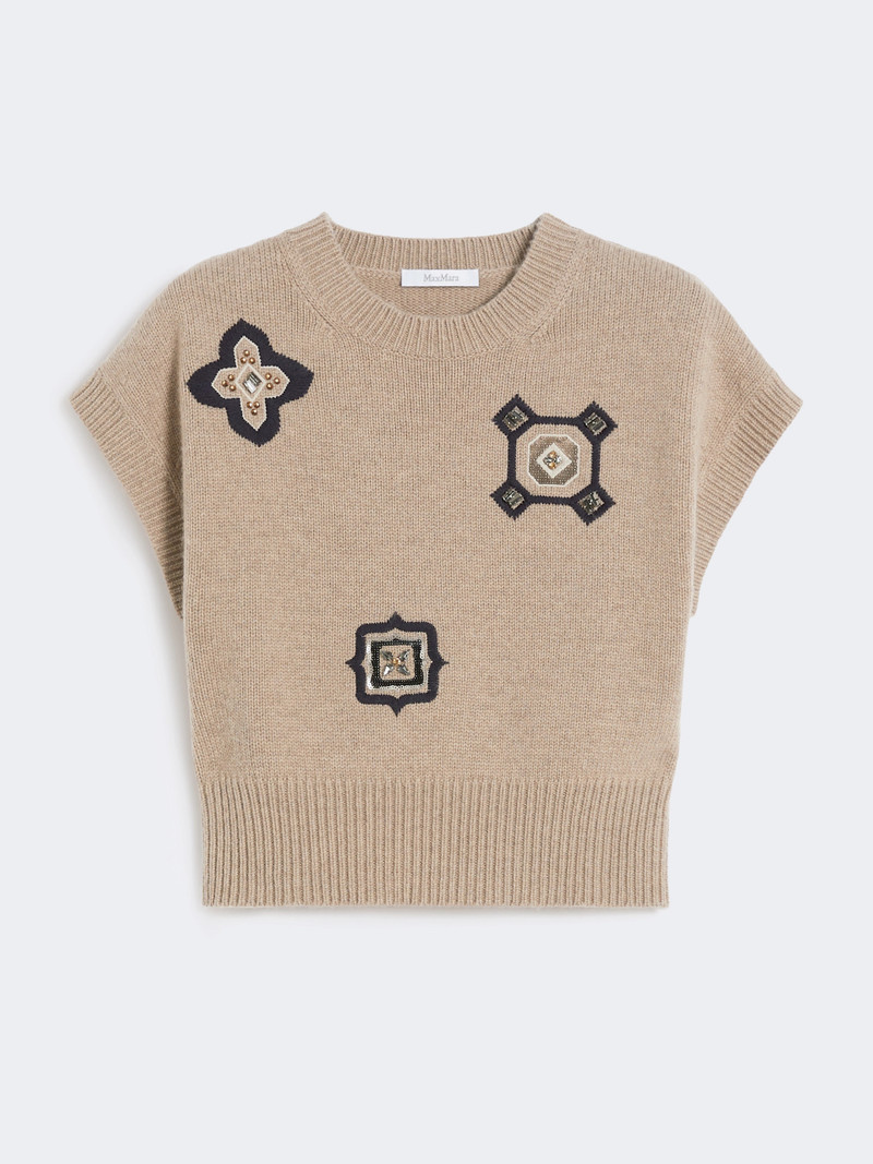 ANFORA Wool and cashmere cropped sweater - SAND 1