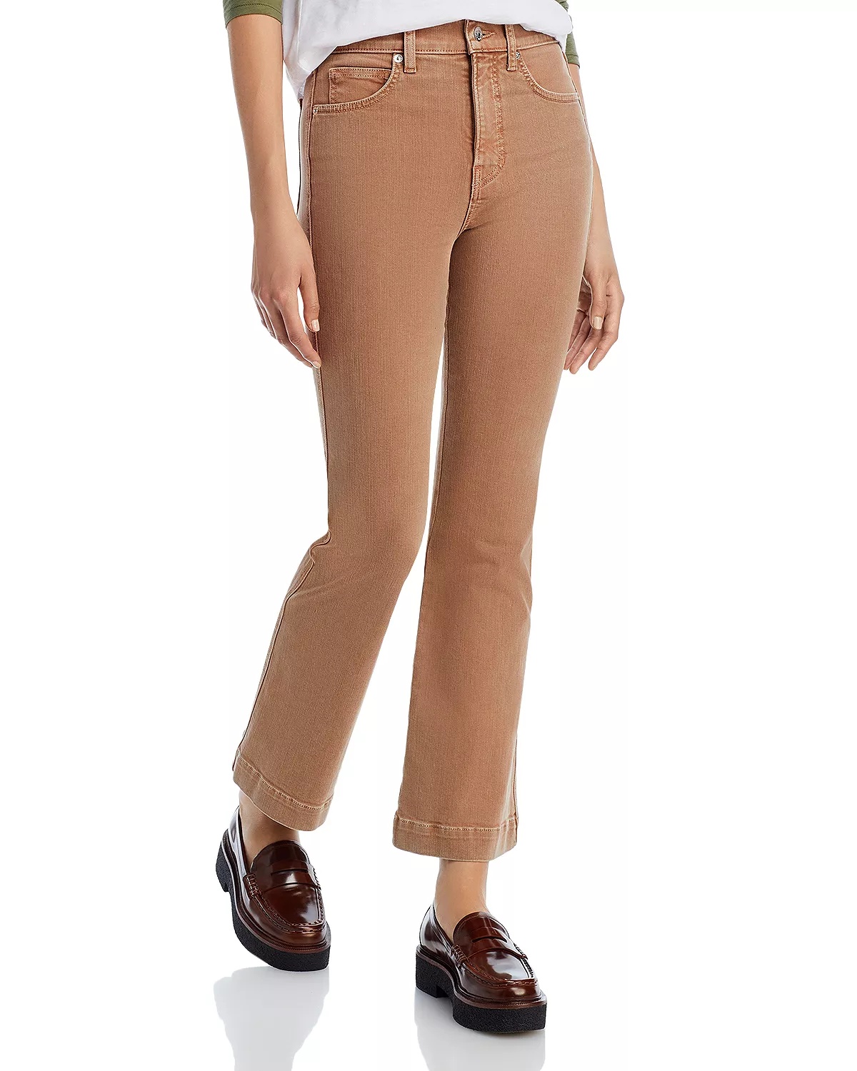 Carson High Rise Ankle Flare Leg Jeans in Tan Sierra - 1