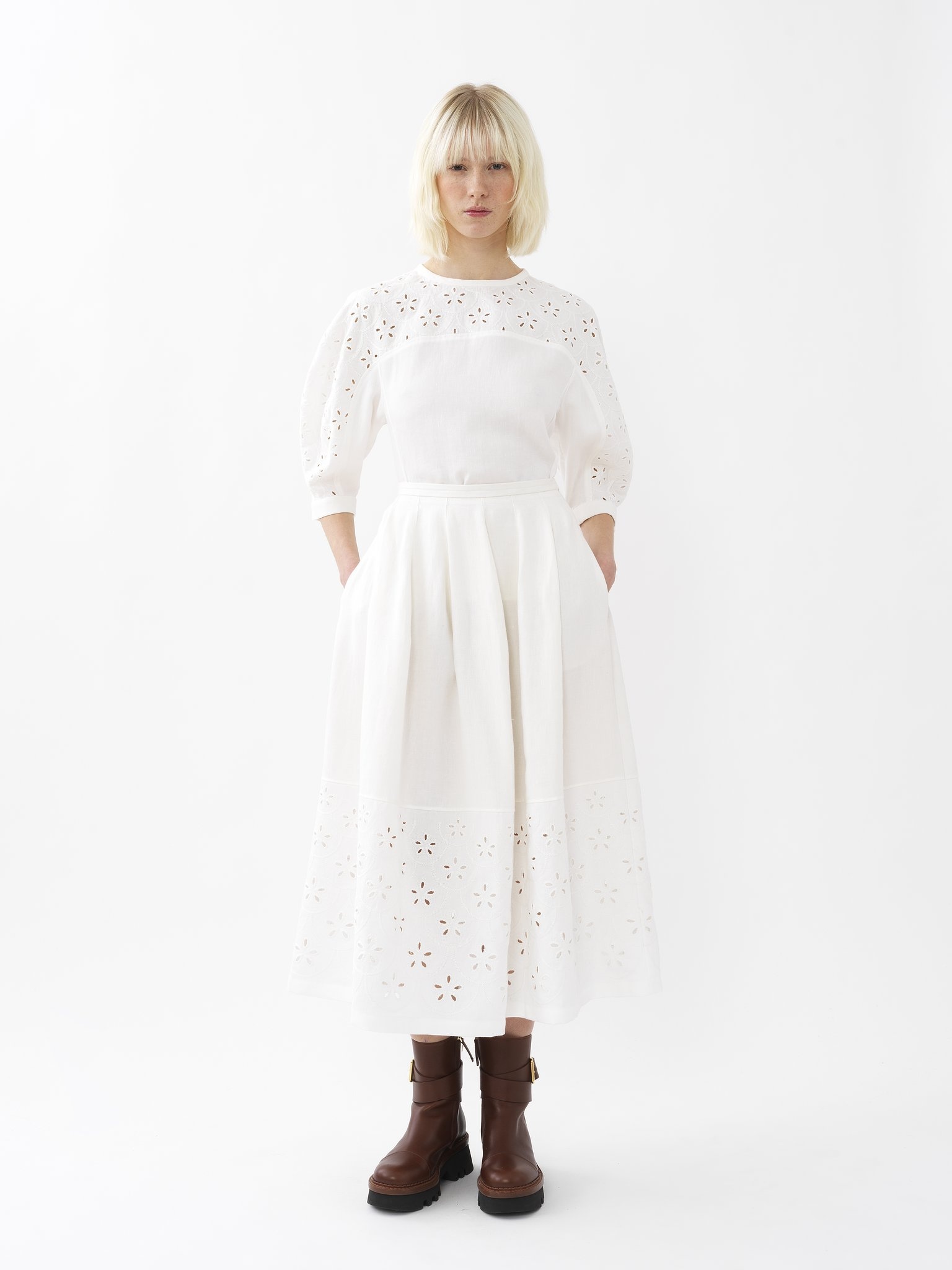 EMBROIDERED MID-LENGTH SKIRT - 2