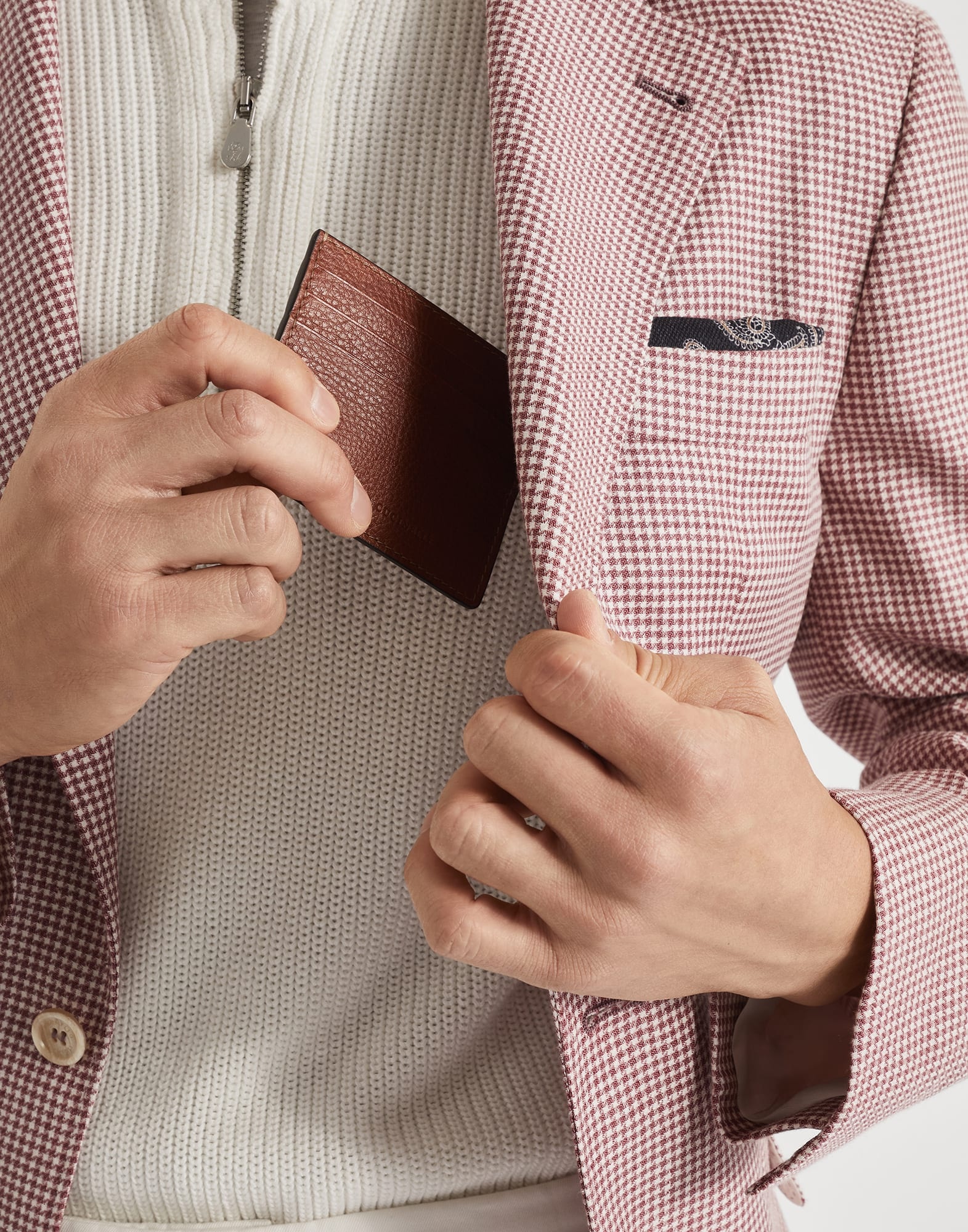 Grained calfskin mini card case - 4
