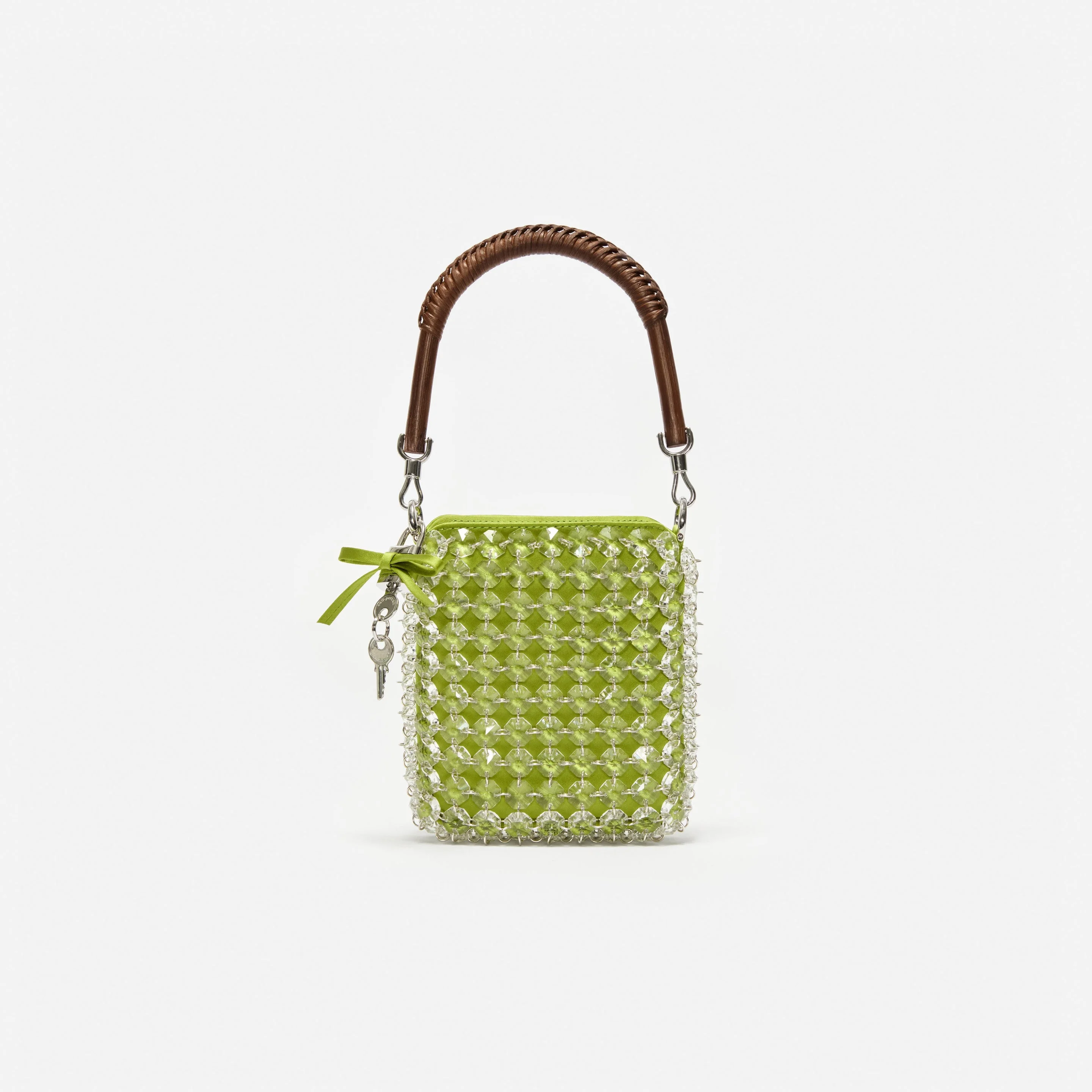 Green Crystal Chain Mini Tote Bag - 1