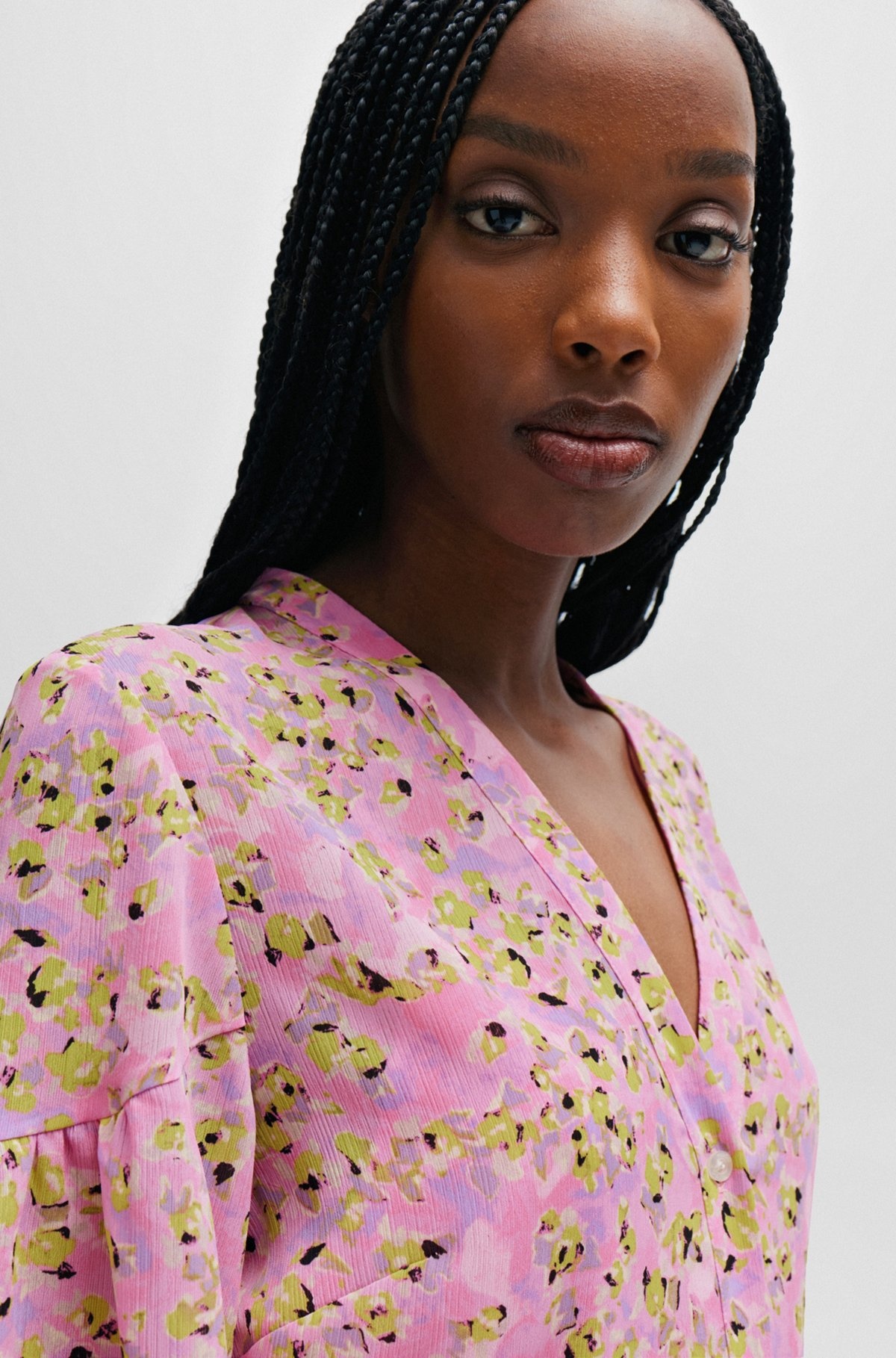 FLORAL-PRINT DRESS WITH VOLUMINOUS SLEEVES - 5