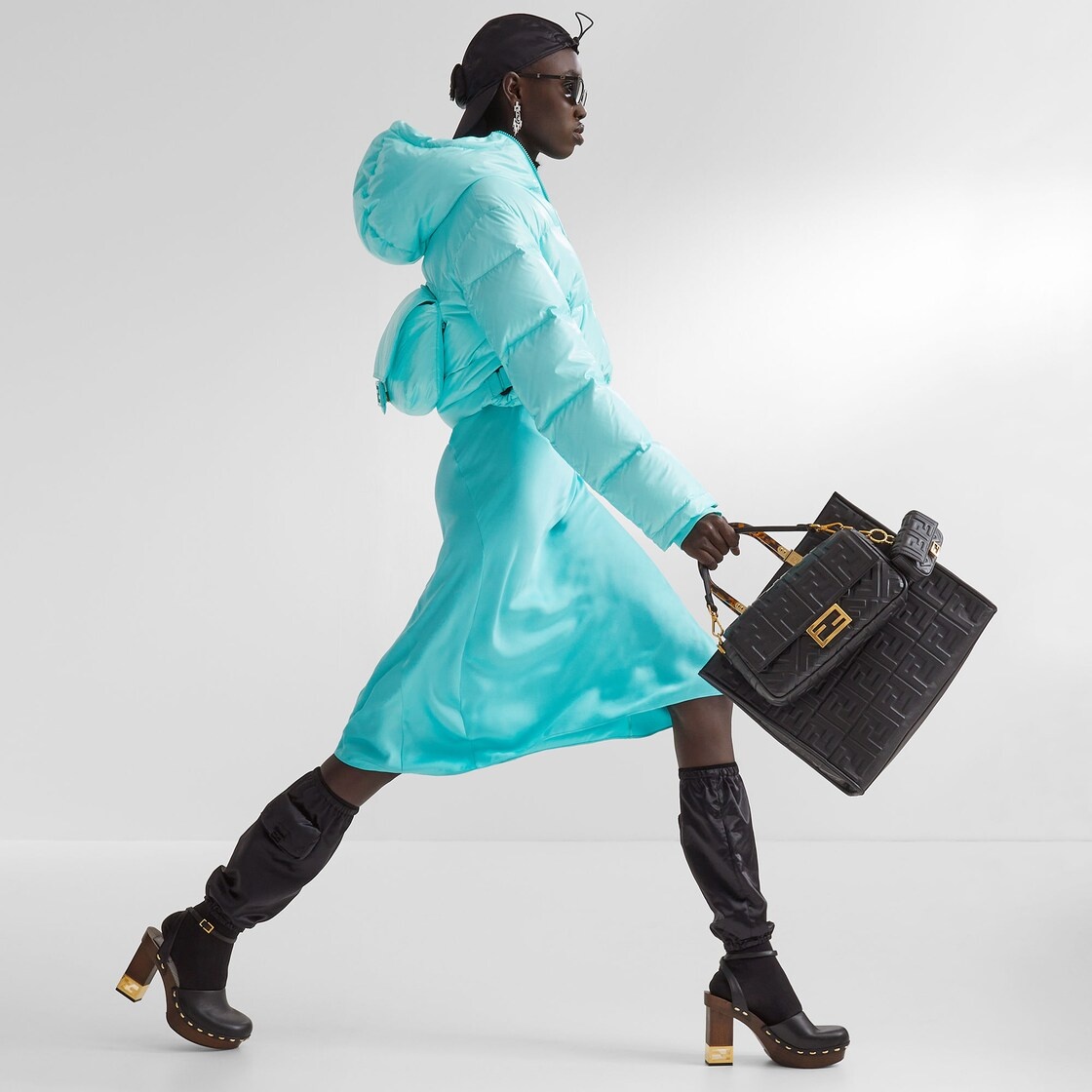 Light blue nylon down jacket - 5
