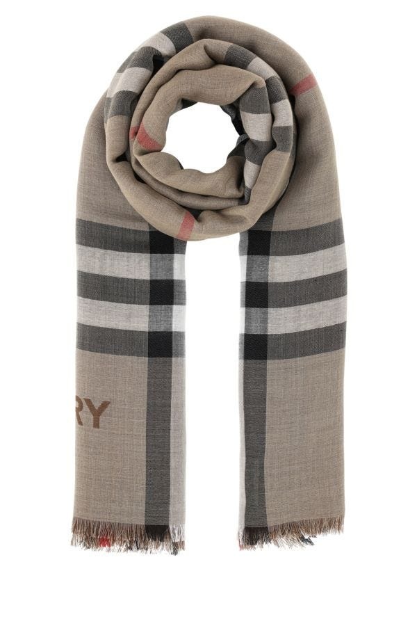 BURBERRY Embroidered Wool Blend Scarf - 1