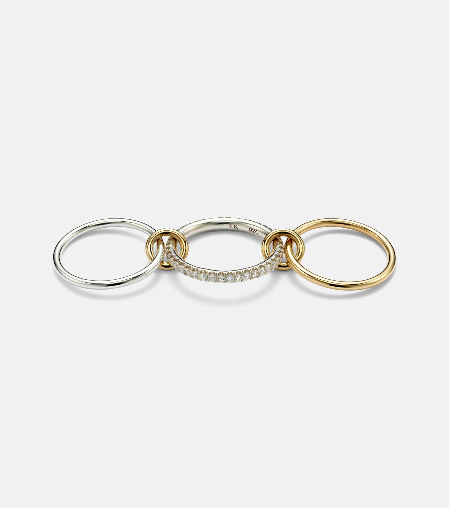 Tigris SG 18kt gold and sterling silver ring with diamonds - 4