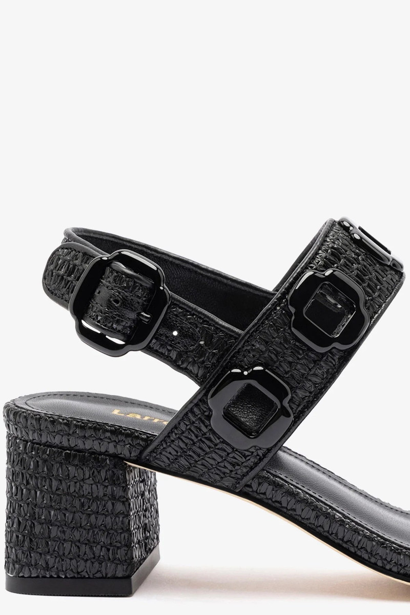 Milan Sandal In Black Wave Raffia 4