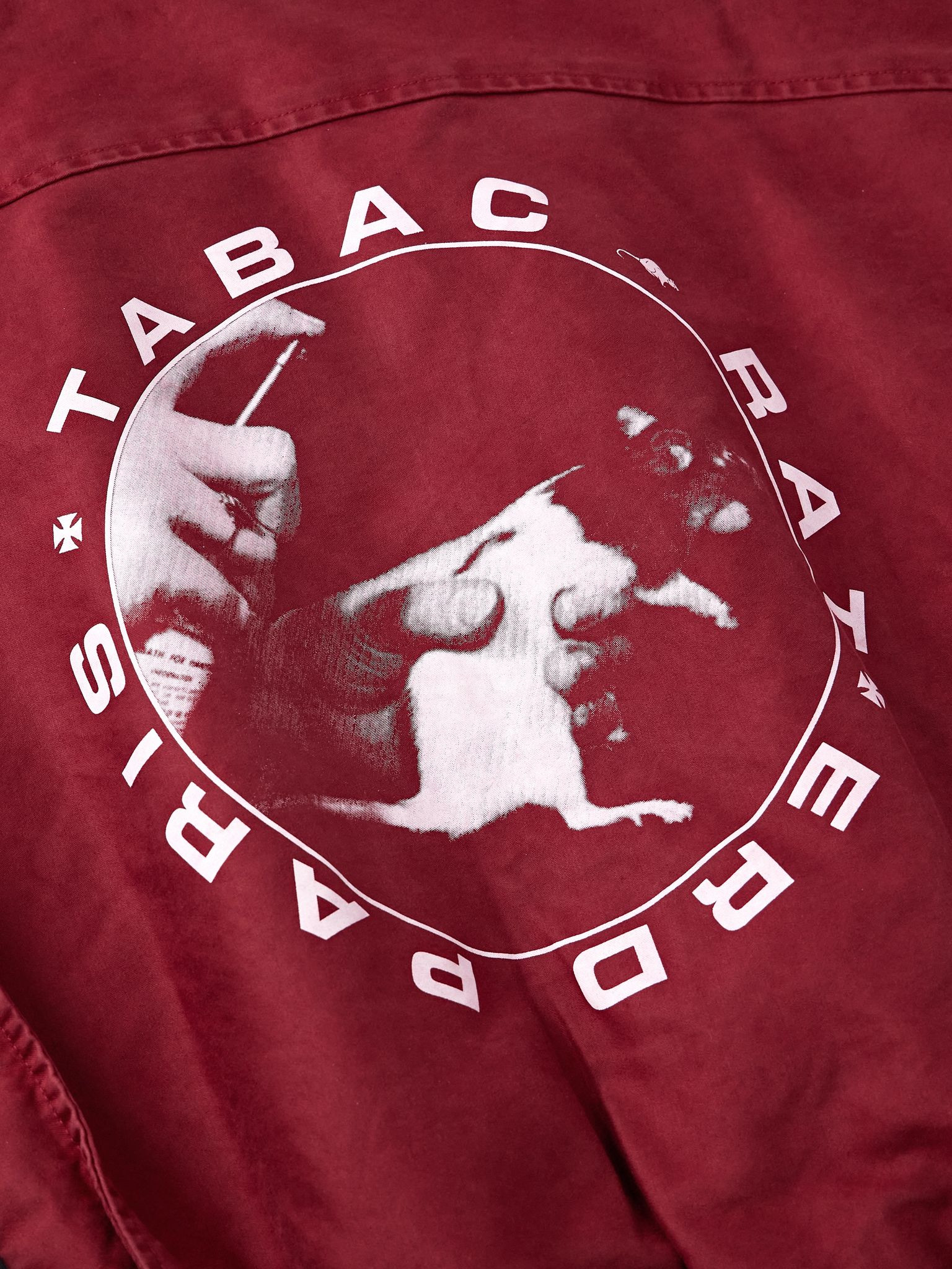 Tabac Rat Logo-Print Colour-Block Cotton-Moleskin Track Jacket Red - 5