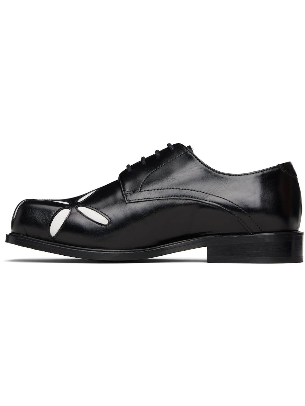 Black & White Slashed Square Toe Derbys - 3