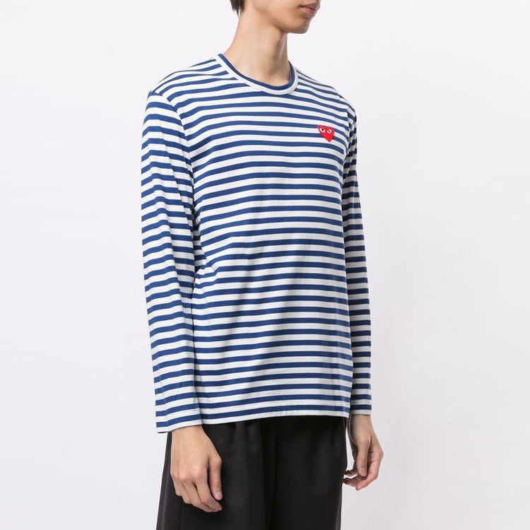 COMME des GARCONS PLAY Striped Big Heart Long-Sleeve T-Shirt 'Blue/White' AZ-T164-051-2 - 4