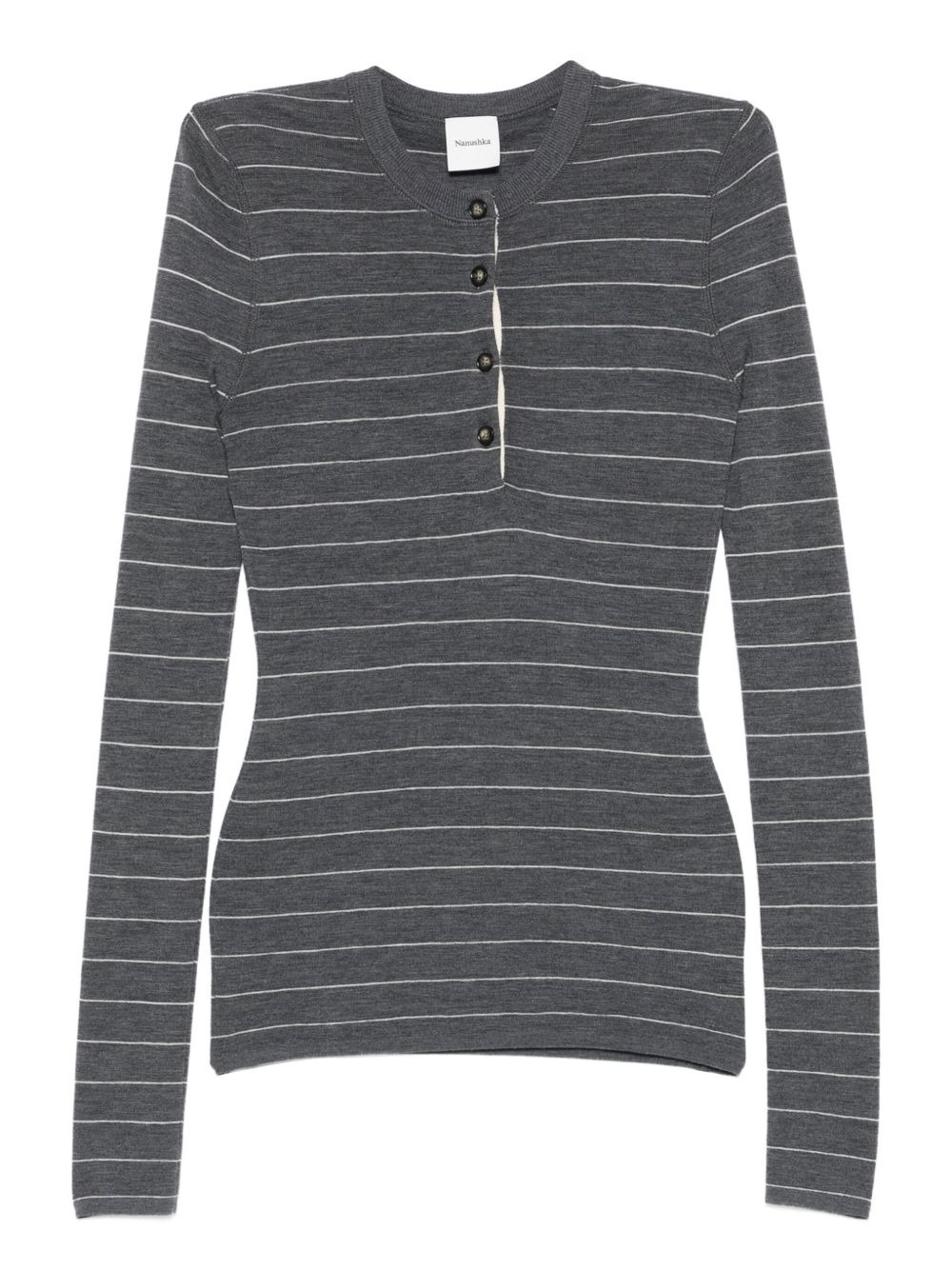 striped button-front top - 1