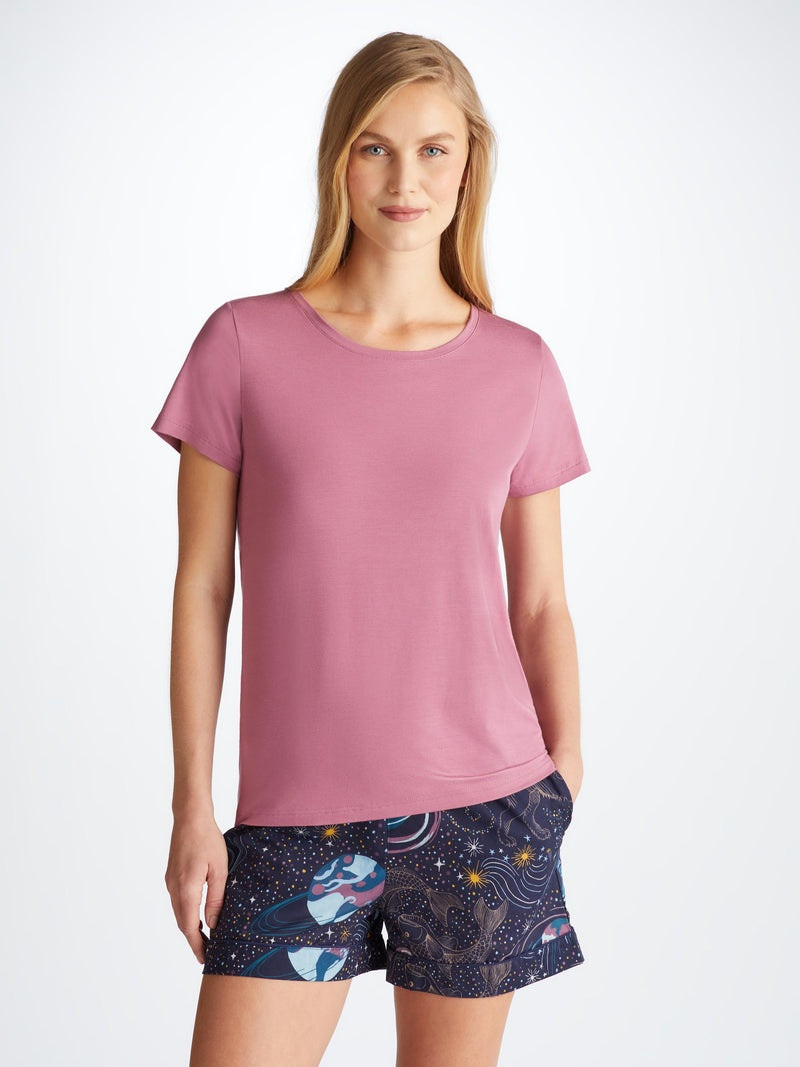 Derek Rose Women's T-Shirt Lara Micro Modal Stretch Orchid Purple outlook