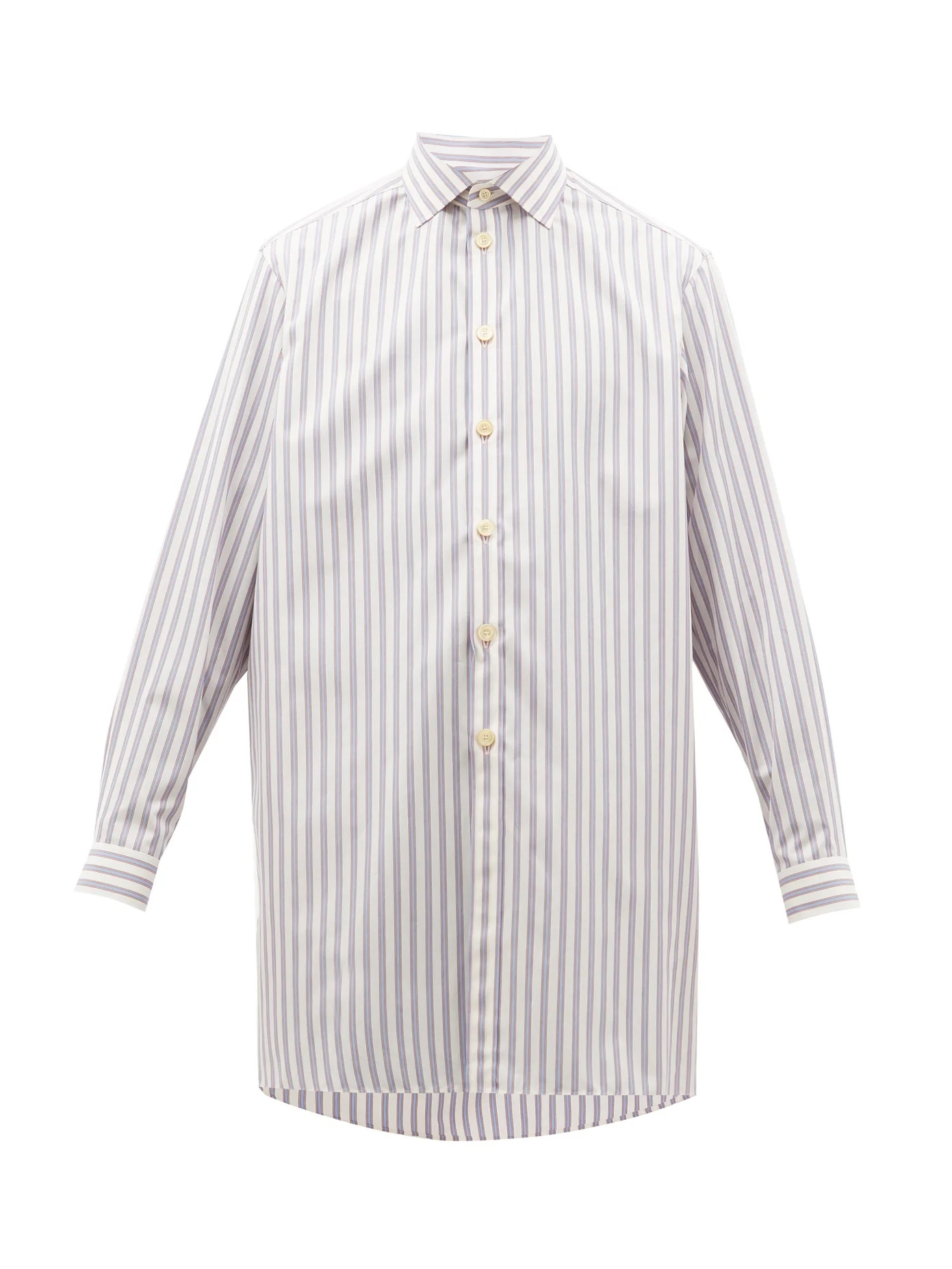 Longline striped cotton-poplin shirt - 1