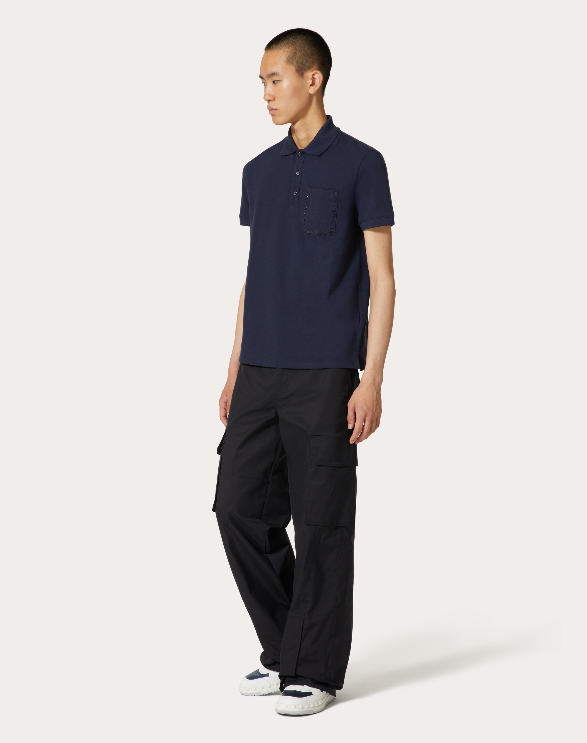 COTTON PIQUÉ POLO SHIRT WITH ROCKSTUD UNTITLED STUDS - 2