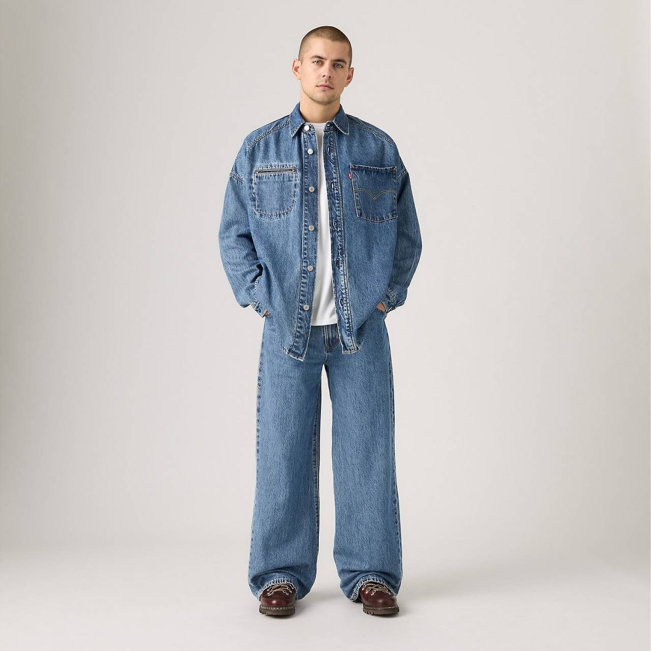 TWISTED BAGGY WIDE LEG MEN'S JEANS - 3