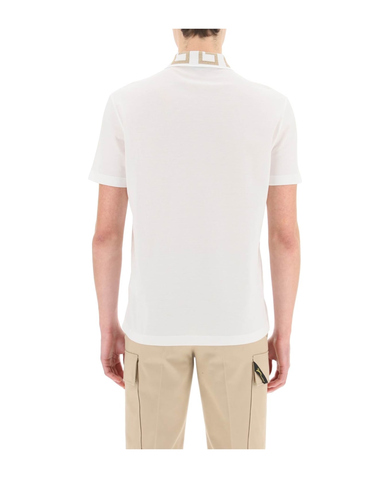 White 'greca' Polo Shirt - 3