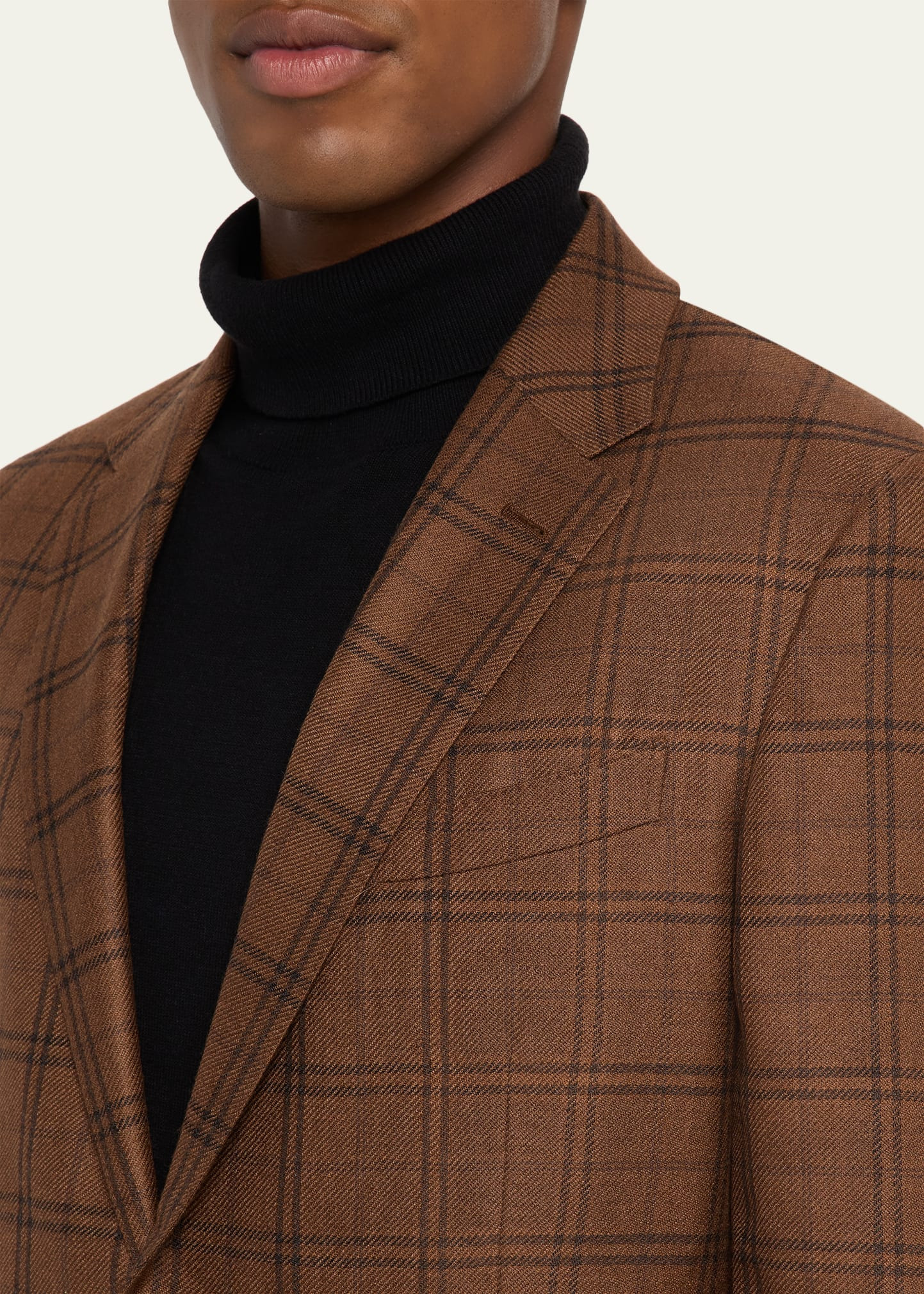 Men's Cashmere and Silk Plaid Single-Breasted Sport Coat - 7