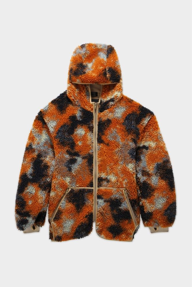 OVERSIZED ZIP-UP FLEECE HOODIE - RUST CAMO | R13 - 1